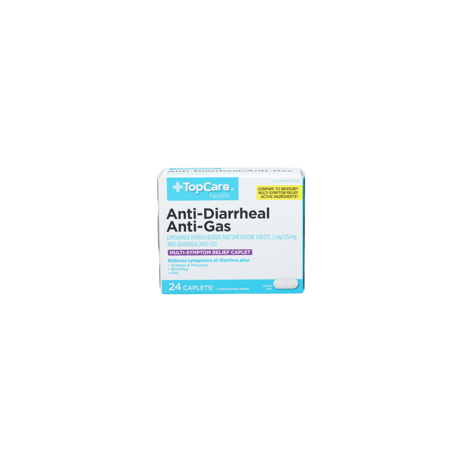 Topcare Health Multi-Symptom Relief Caplet Health Anti-Diarrhealanti-Gas - 24 Count Image 1 of 4