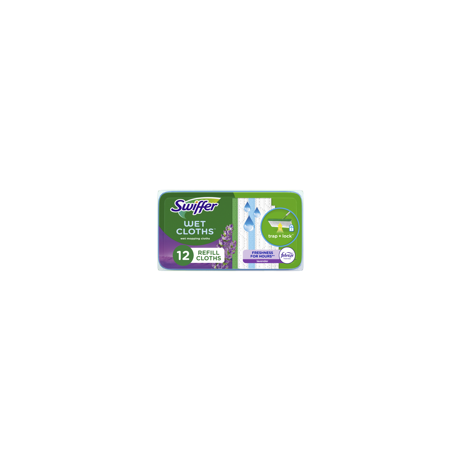 Swiffer Sweep + Mop, Wet Pads Refill, Floor Cleaner, Cleaning Cloths, Lavender - 12 Count Image 1 of 2
