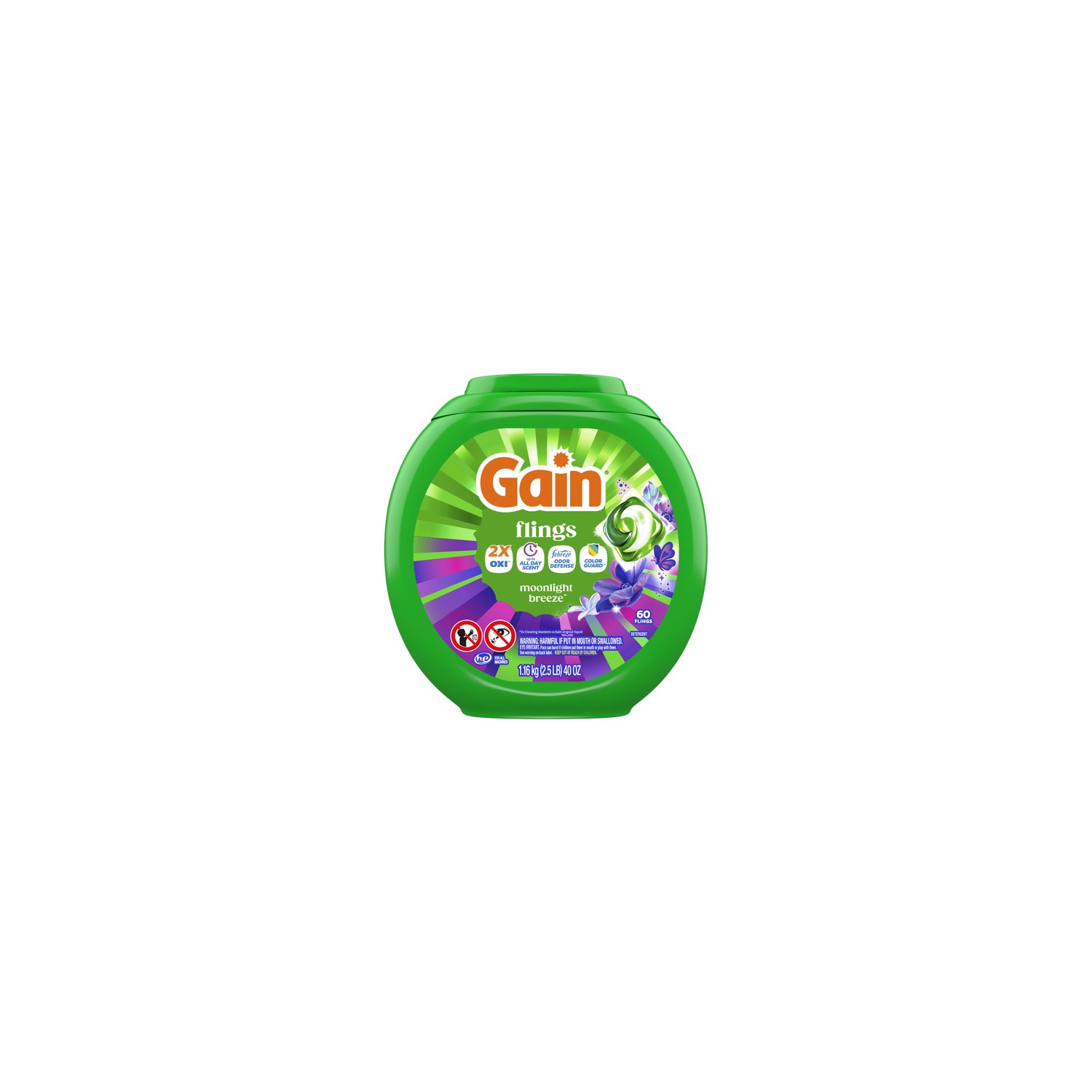 Gain Flings Laundry Detergent Pacs, , Moonlight Breeze Scent - 70 Count Image 1 of 2