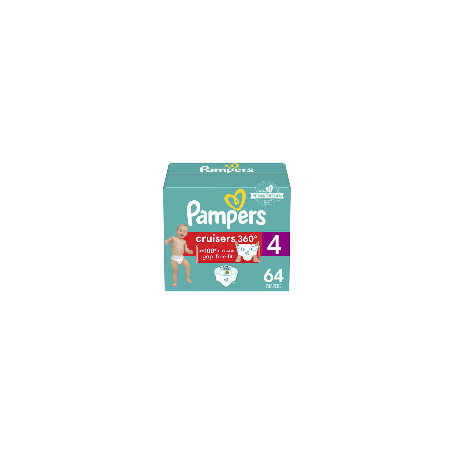 Pampers Cruisers 360 Pull-On Diapers, Size 4 22-37 Lbs - 64 Count