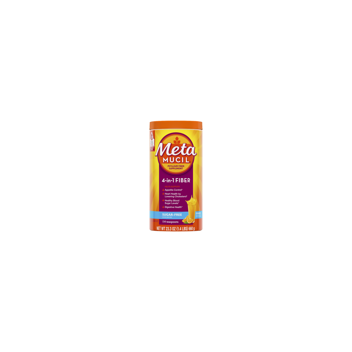 Meta Mucil Orange 4-In-1 Fiber - 23.3 Ounce Image 1 of 2