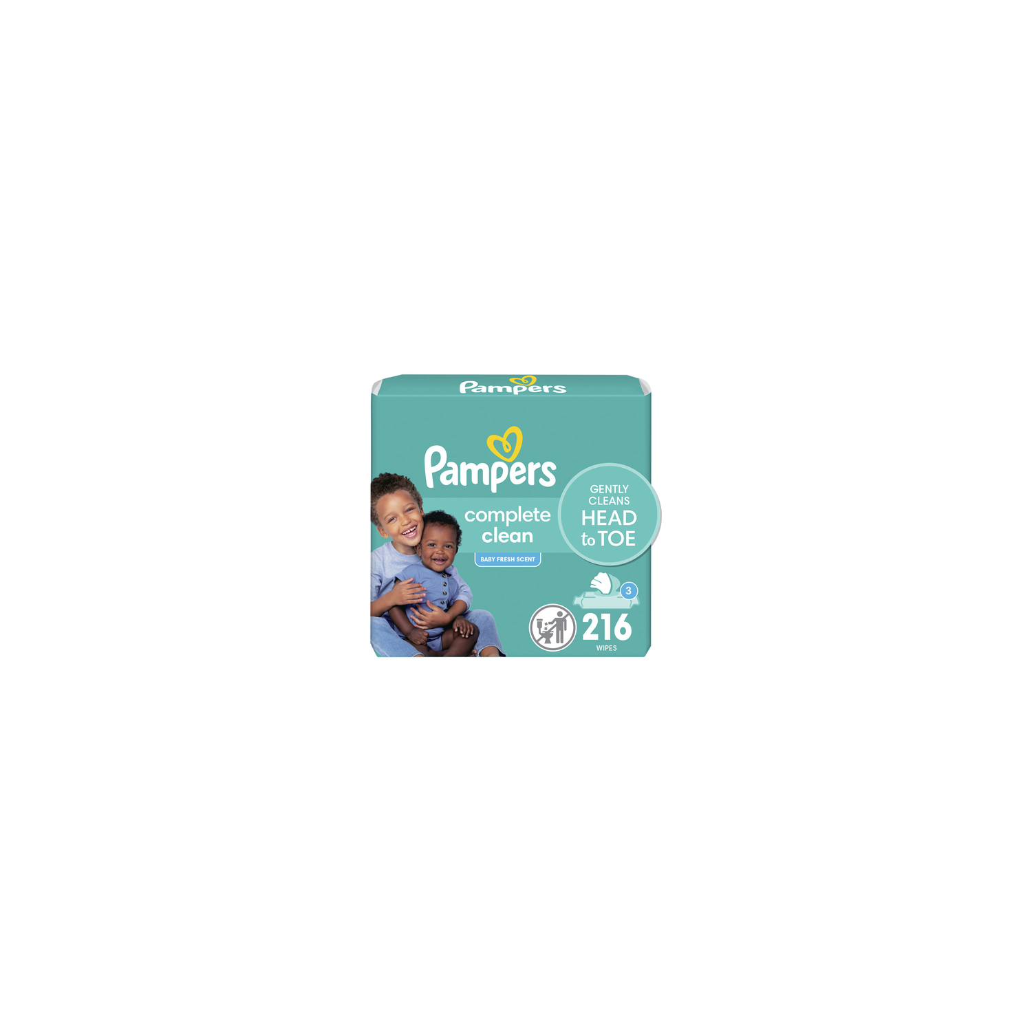 Pampers Complete Clean Baby Wipes Fresh Scent 3X Pop-Top Packs - 216 Count