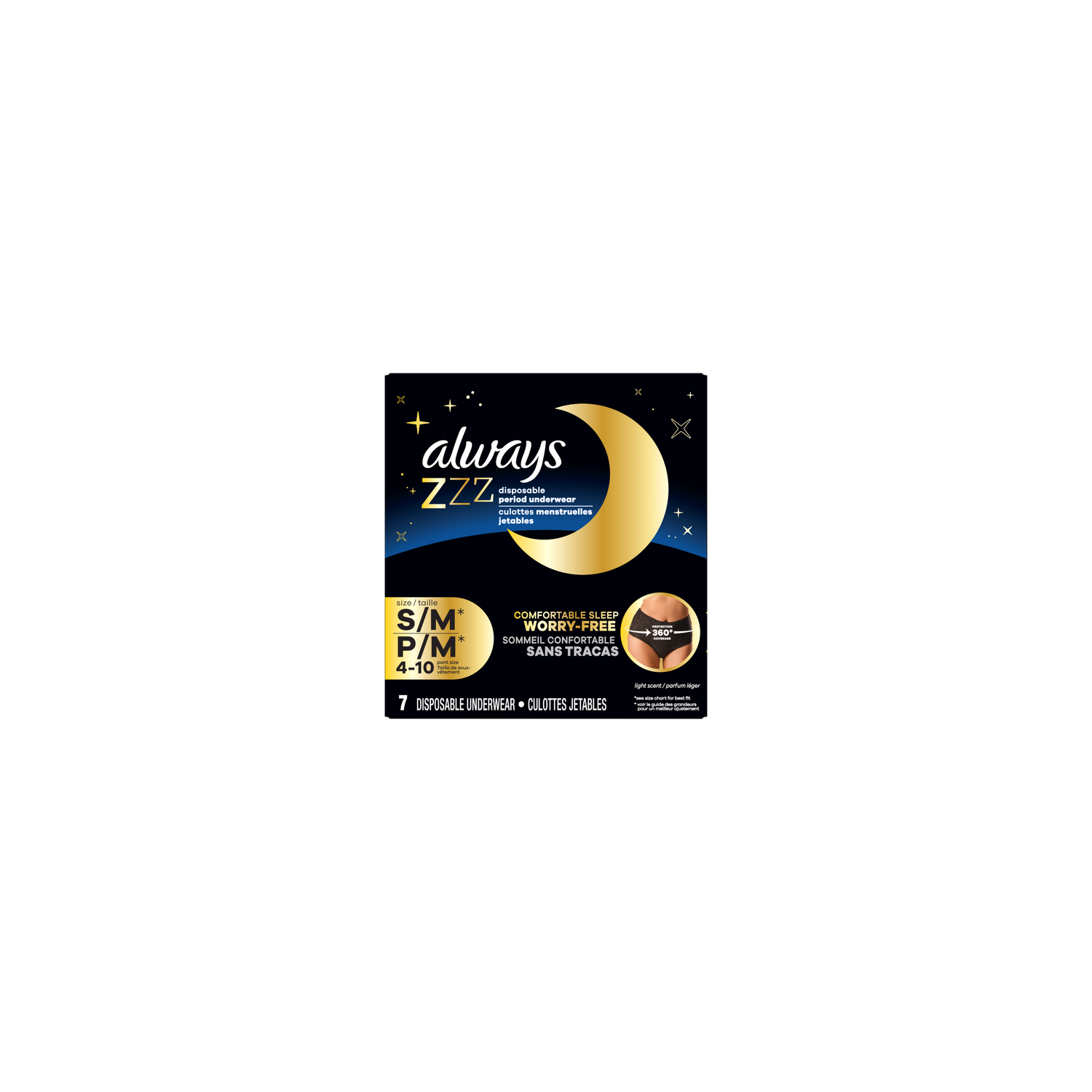 Always Zzz Overnight Disposable Period Underwear Size S M - 7 Count Image 1 of 2