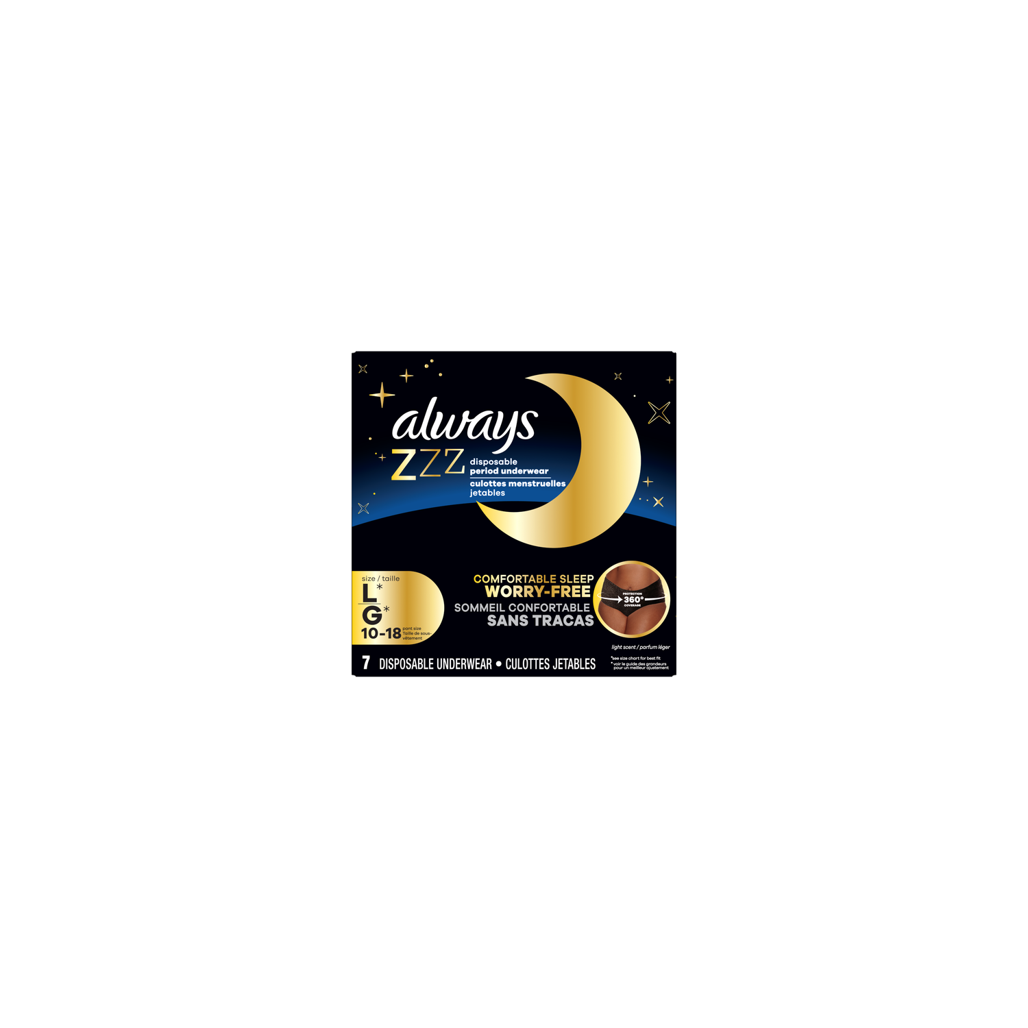 Always Zzz Overnight Disposable Period Underwear Size L - 7 Count Image 1 of 2