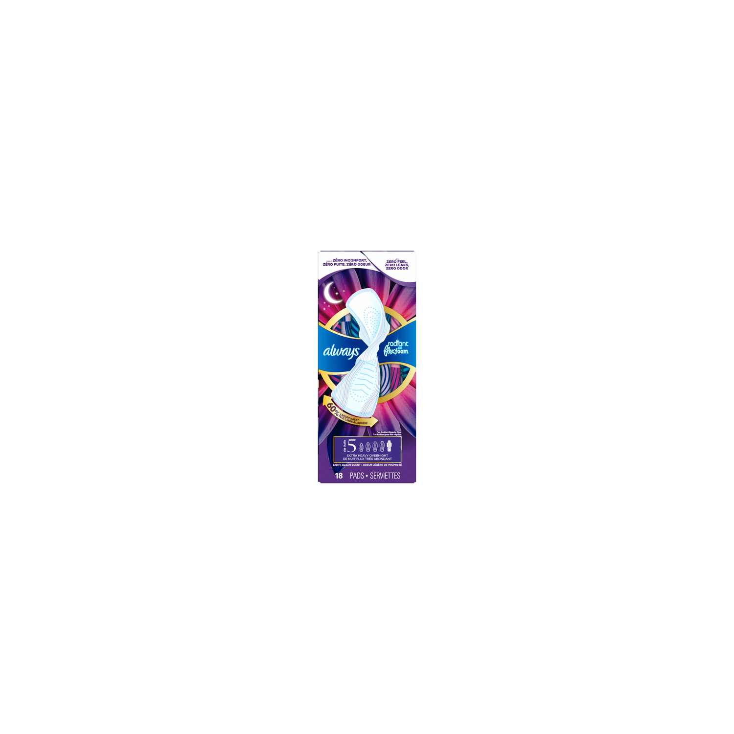 Always Radiant With Flexfoam Pads, Size 5, Lightly Scented - 18 Count Image 1 of 2