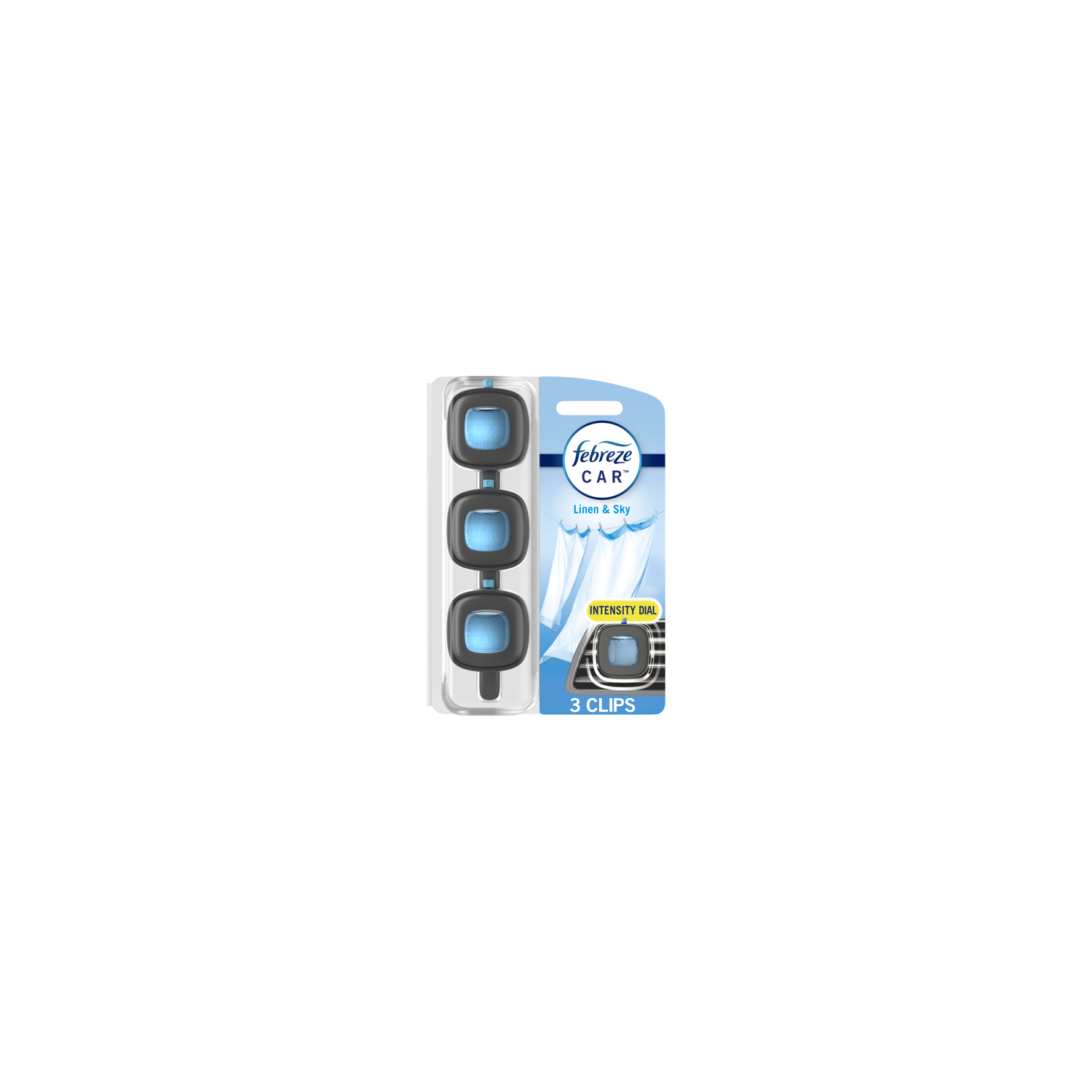 Febreze Car Air Freshener, Odor-Fighting Automotive Vent Clip, Linen & Sky Scent - 0.2 Ounce Image 1 of 2