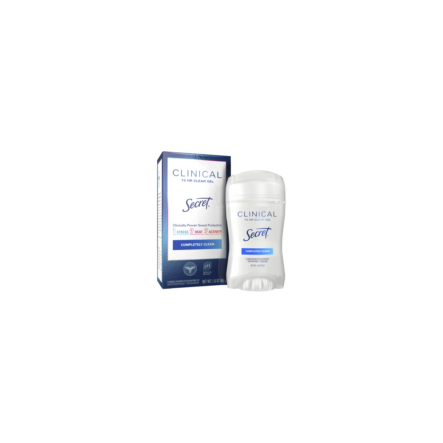 Secret Clinical Strength Invisible Solid Antiperspirant & Deodorant For Women - Completely Clean Scent, 1.6 Oz