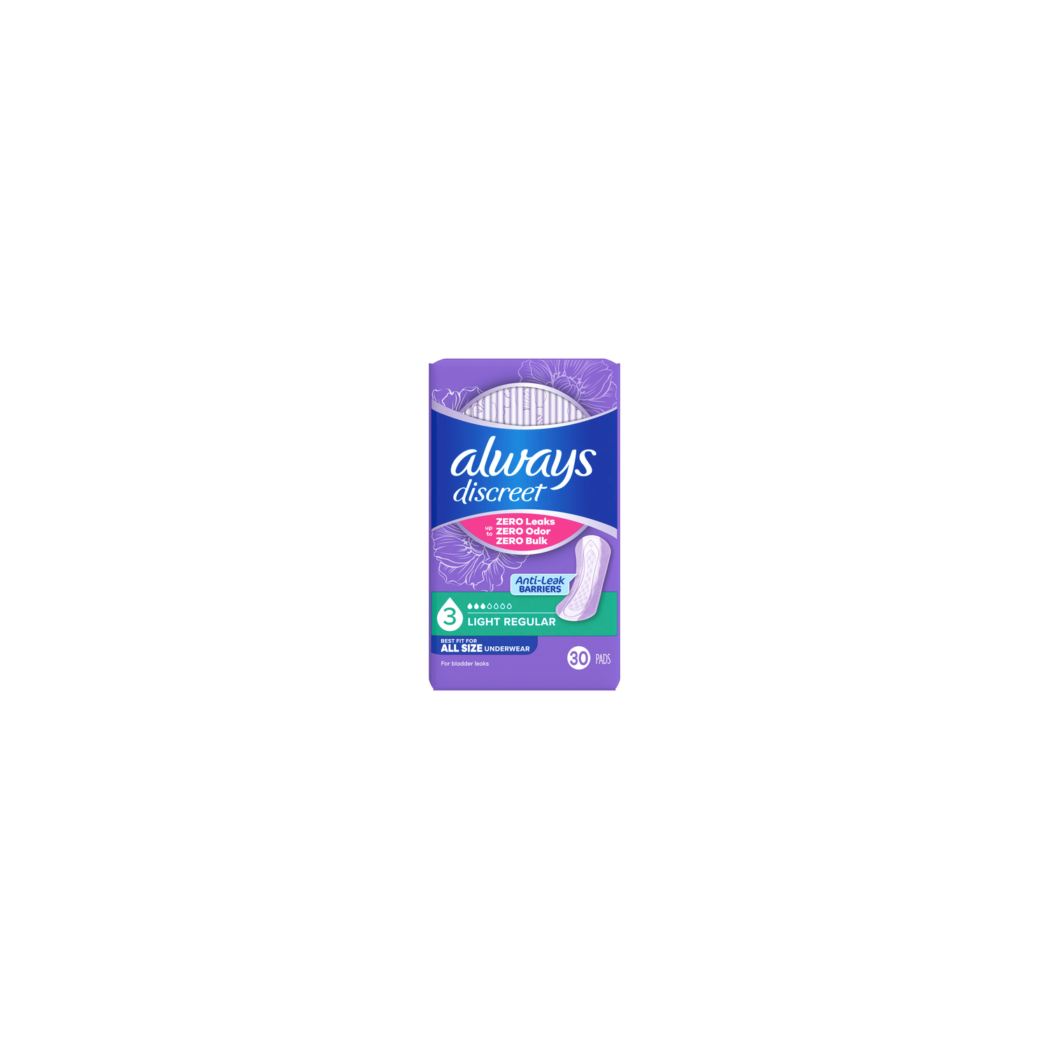 Always Discreet 3 Light Pads - 30 Count