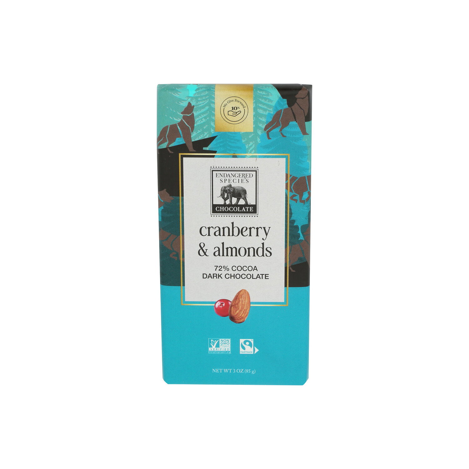 Endangered Species Chocolate 72% Dark Chocolate + Cranberries, Almonds With Cranberries And - 3 Ounce Image 1 of 4