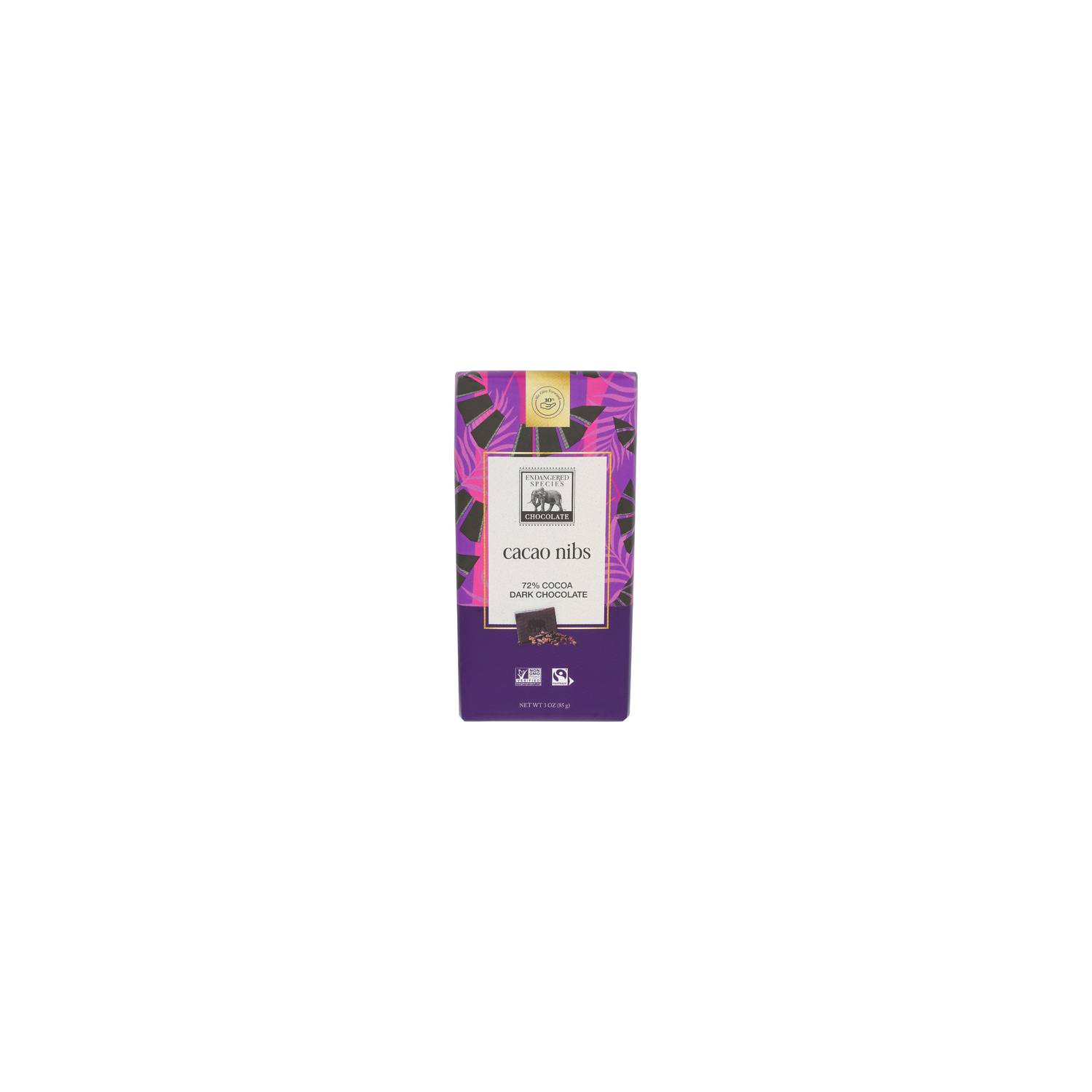 Endangered Species Chocolate 72% Dark Chocolate + Cacao Nibs With - 3 Ounce Image 1 of 4