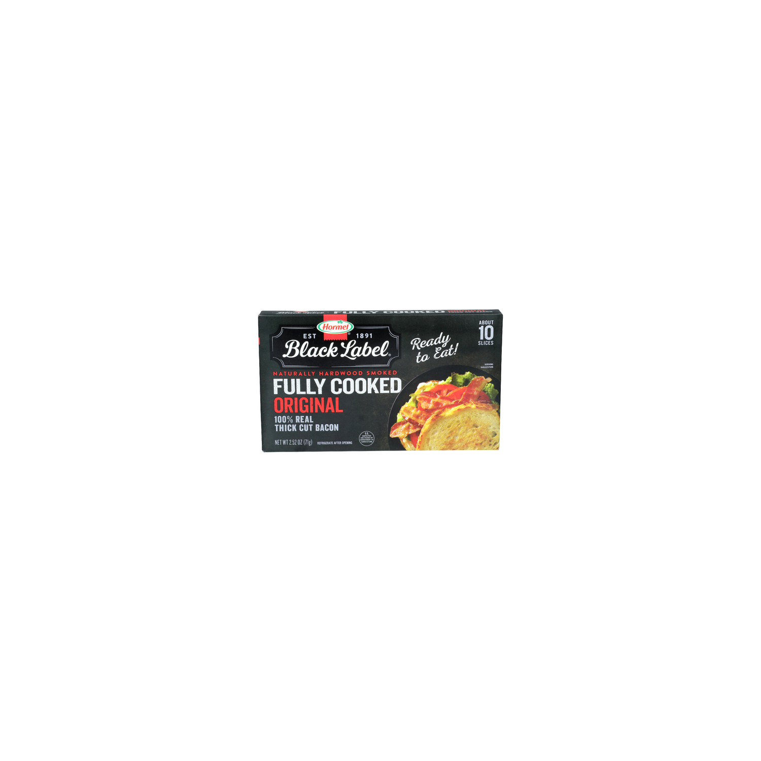 Hormel Black Label Original Thick Cut Naturally Hardwood Smoked Fully Cooked Bacon - 2.52 Ounce Image 1 of 4