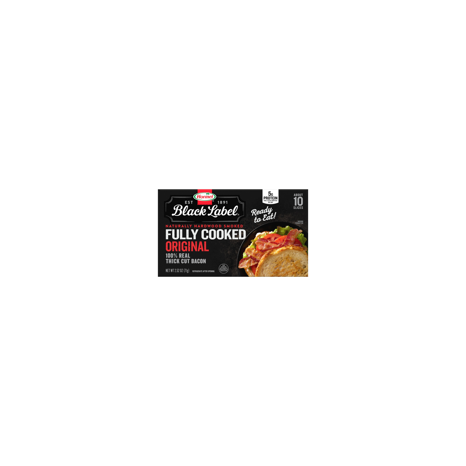 Hormel Black Label Thick Cut Fully Cooked Bacon - 2.52 Ounce