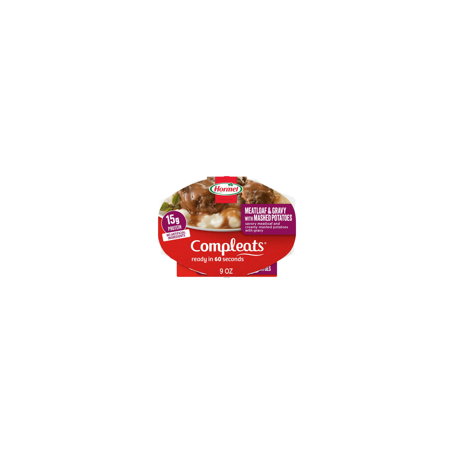 Hormel Compleats Meatloaf & Gravy With Mashed Potatoes - 9 Ounce Image 1 of 4