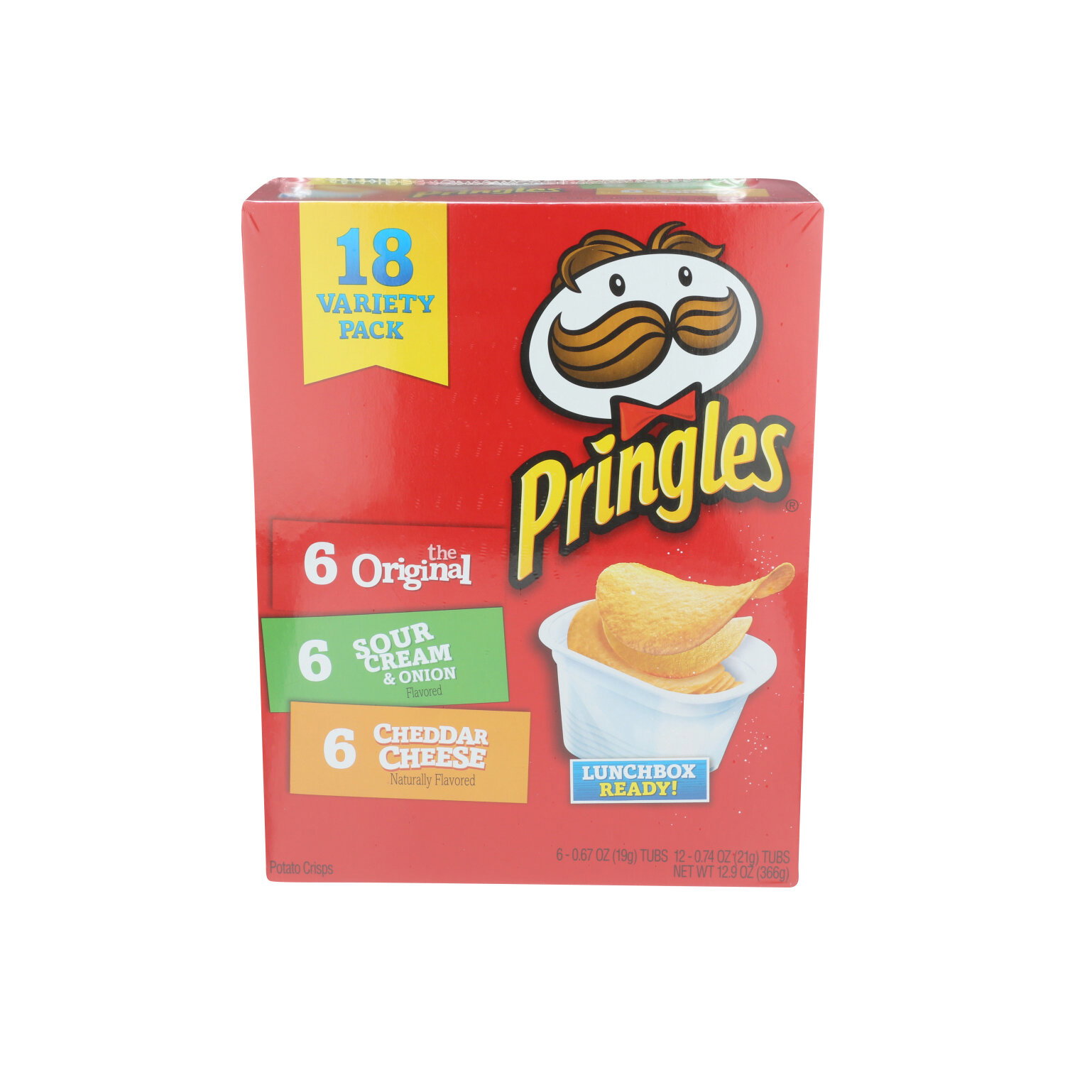 Pringles Original, Sour Cream And Onion, Cheddar Cheese Snack Stacks Variety Pack Stack 3 Flavor - 0.717 Ounce - 18 Count Image 1 of 2