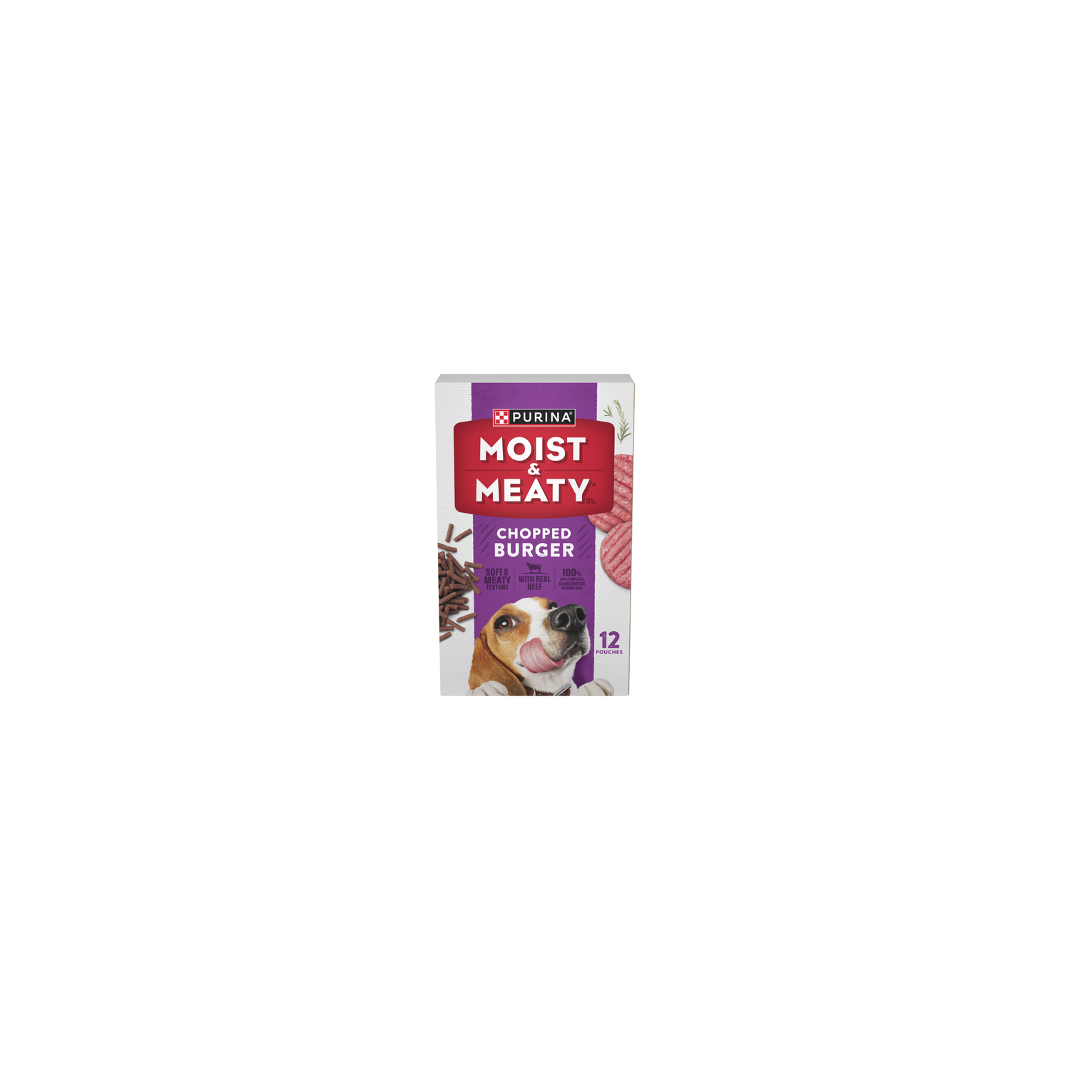 Purina Moist & Meaty Moist And Meaty Dog Food Chopped Burger Soft Pouches - 18 Ounce - 4 Count Image 1 of 4