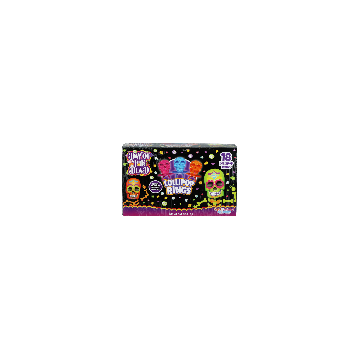 Flix Candy Tropical, Strawberry & Blue Raspberry Lollipop Rings - 0.423 Ounce - 18 Count Image 1 of 4