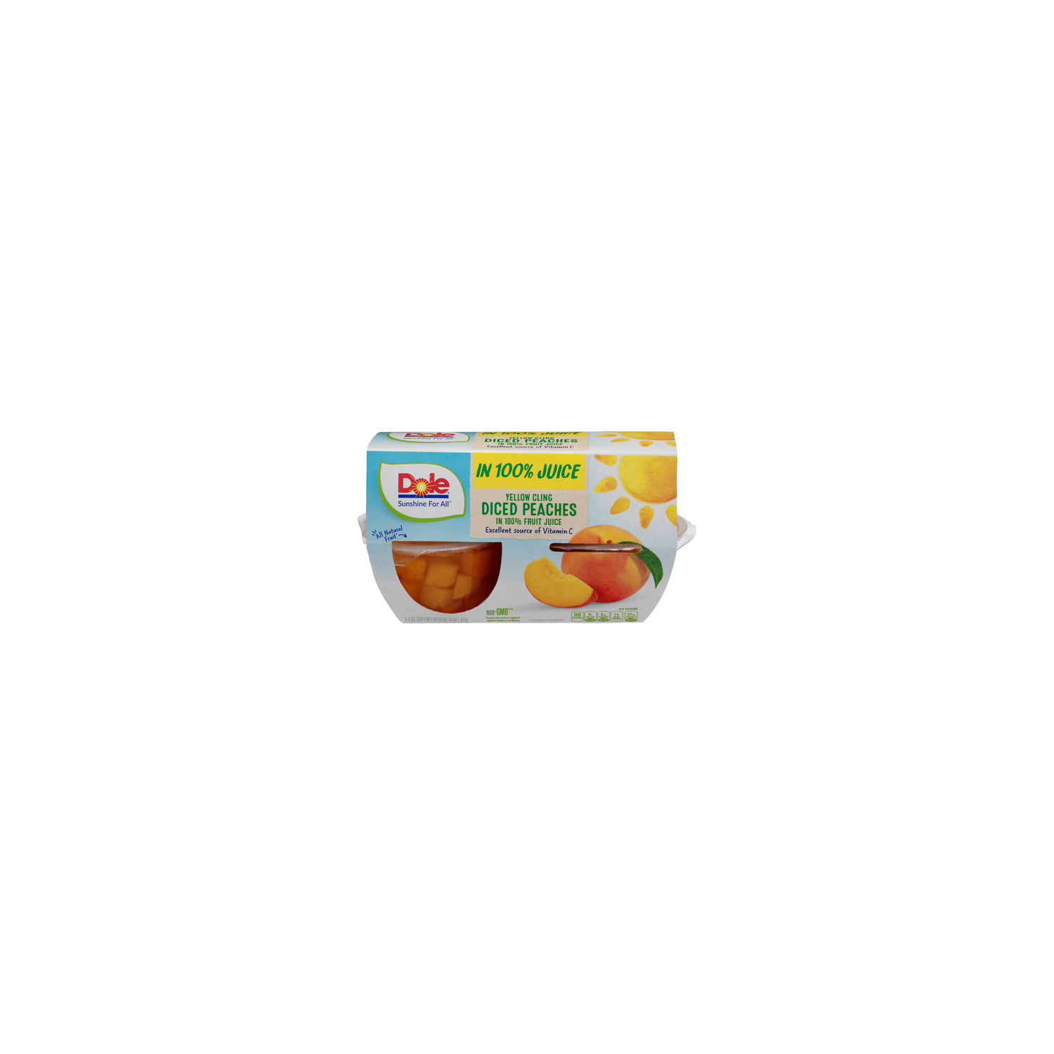 Dole In 100% Fruit Juice Yellow Cling Diced Peaches - 4 Ounce - 4 Count Image 1 of 4