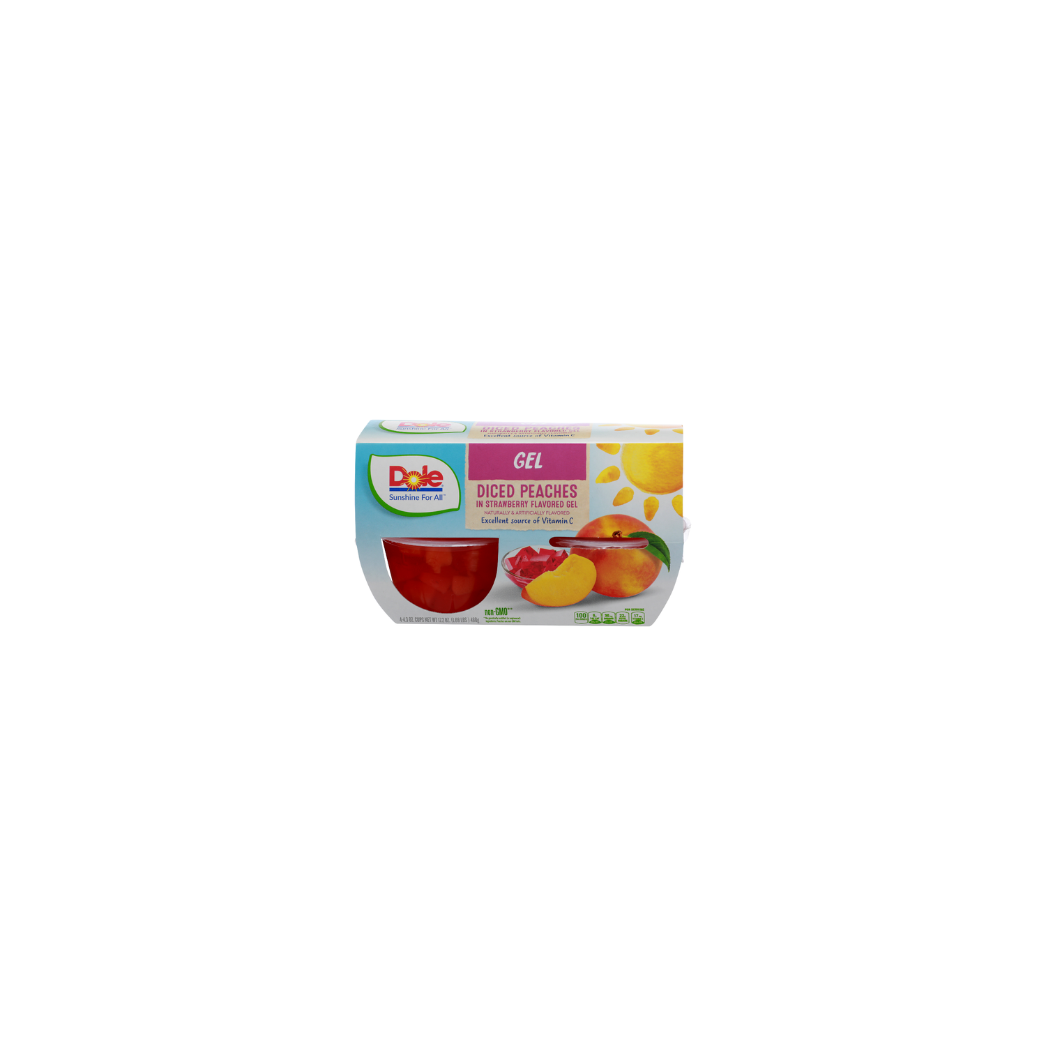 Dole Diced Peaches In Strawberry Flavored Gel - 4.3 Ounce - 4 Count Image 1 of 4