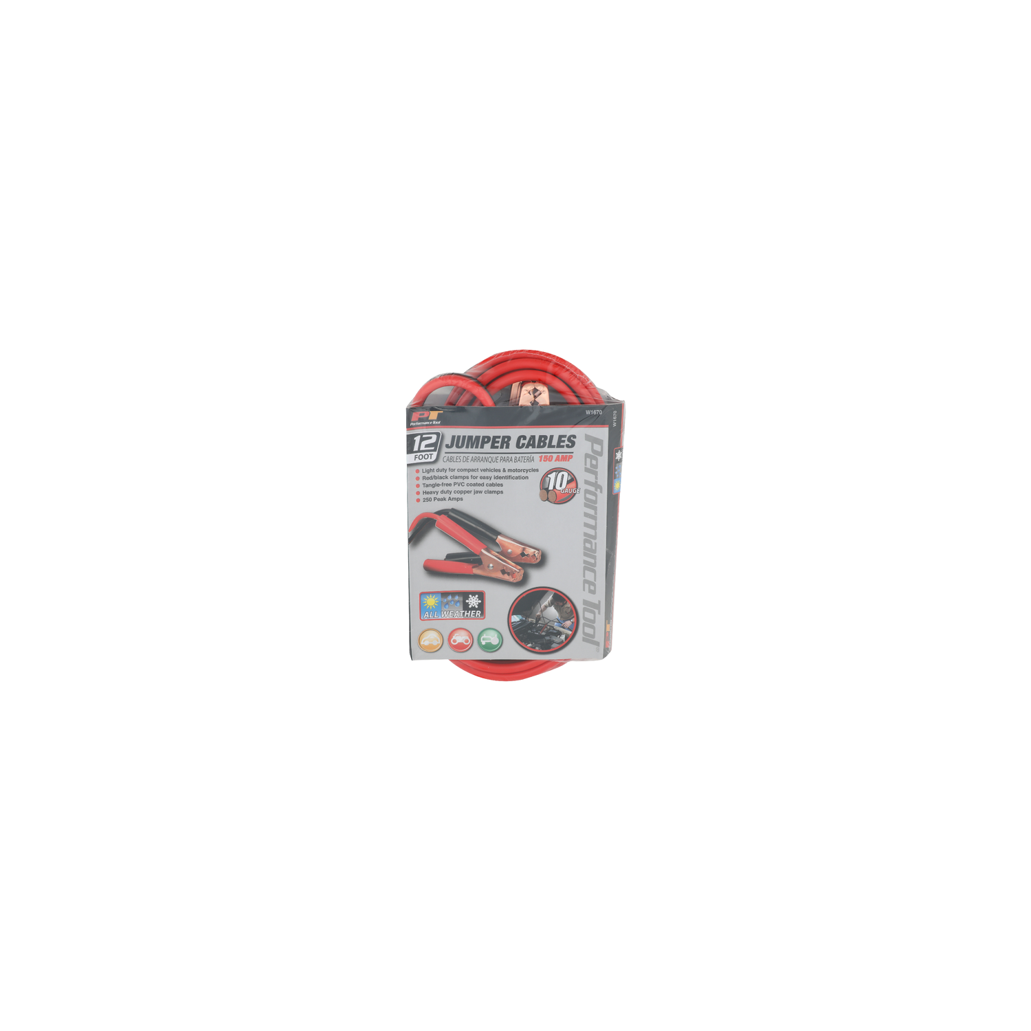 Performance Tool 150 Amp 10 Gauge Jumper Cables - 12 Foot Image 1 of 2
