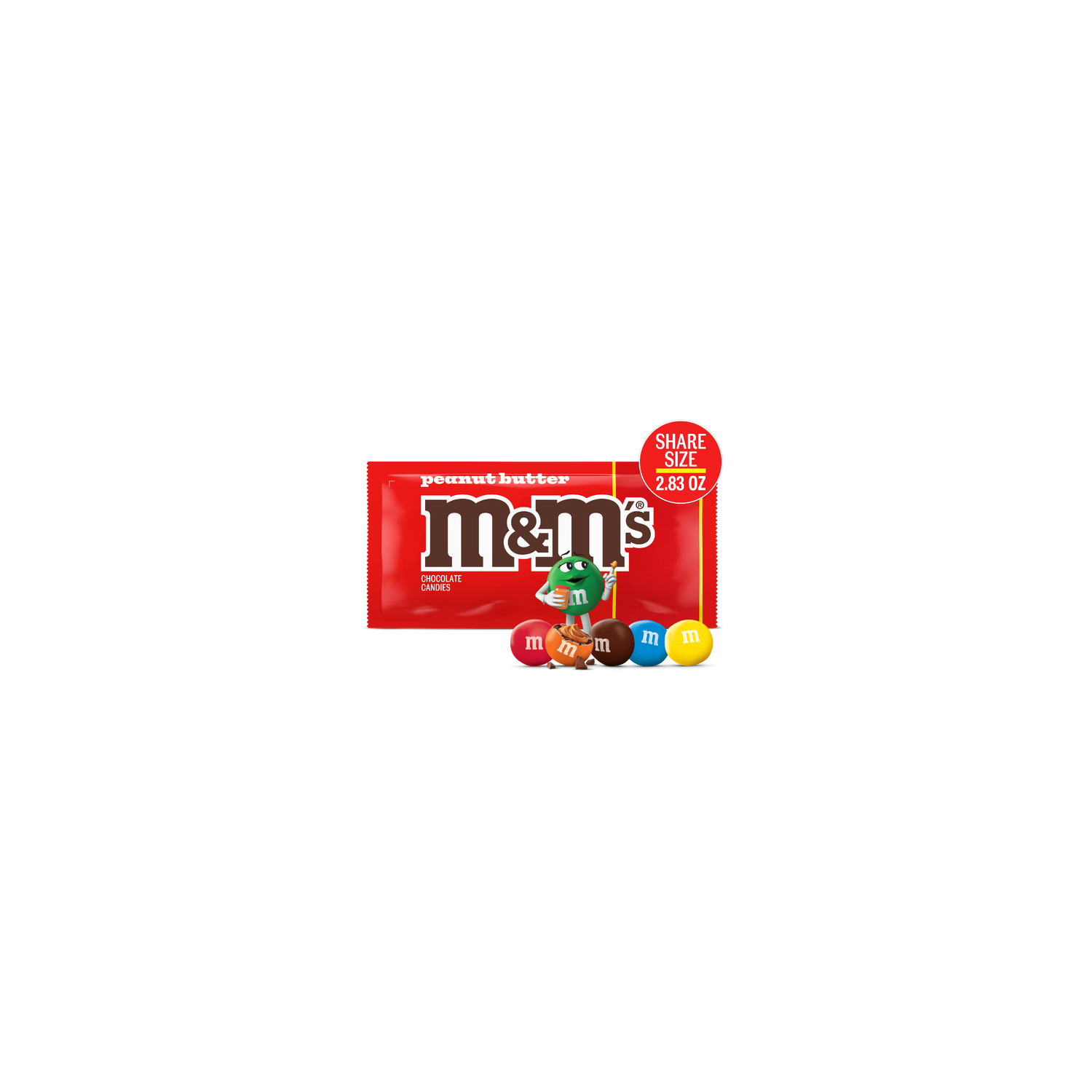 M&M's Peanut Butter Milk Chocolate Candy, Share Size, Bag - 2.83 Ounce Image 1 of 4