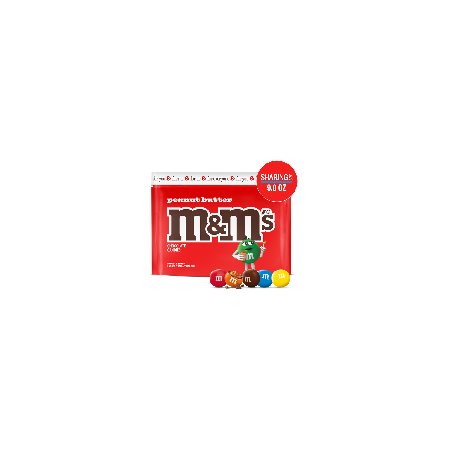 M&M's Peanut Butter Milk Chocolate Candy, Sharing Size, Bag - 9 Ounce Image 1 of 4