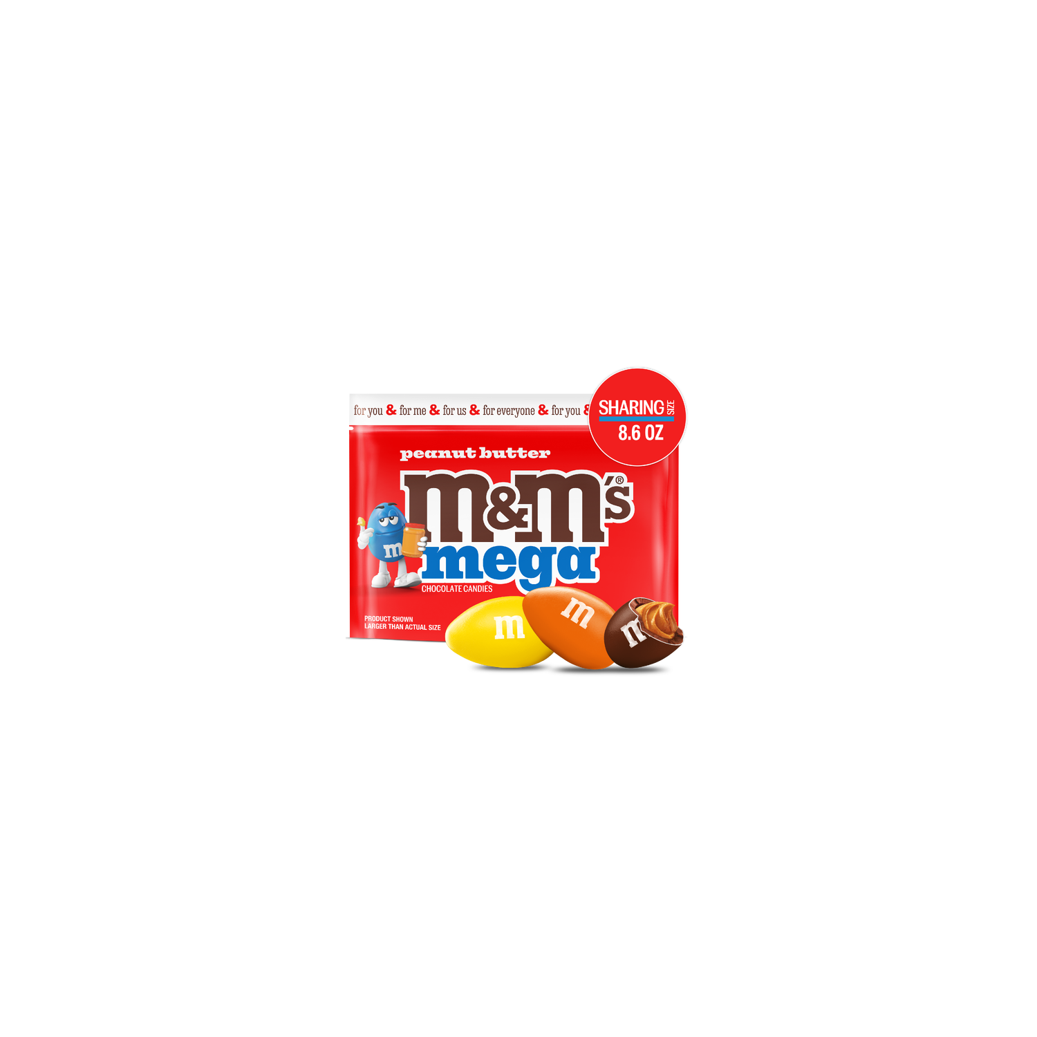 M&M's Mega Peanut Butter Chocolate Candy, Sharing Size, Resealable Bag - 8.6 Ounce Image 1 of 4