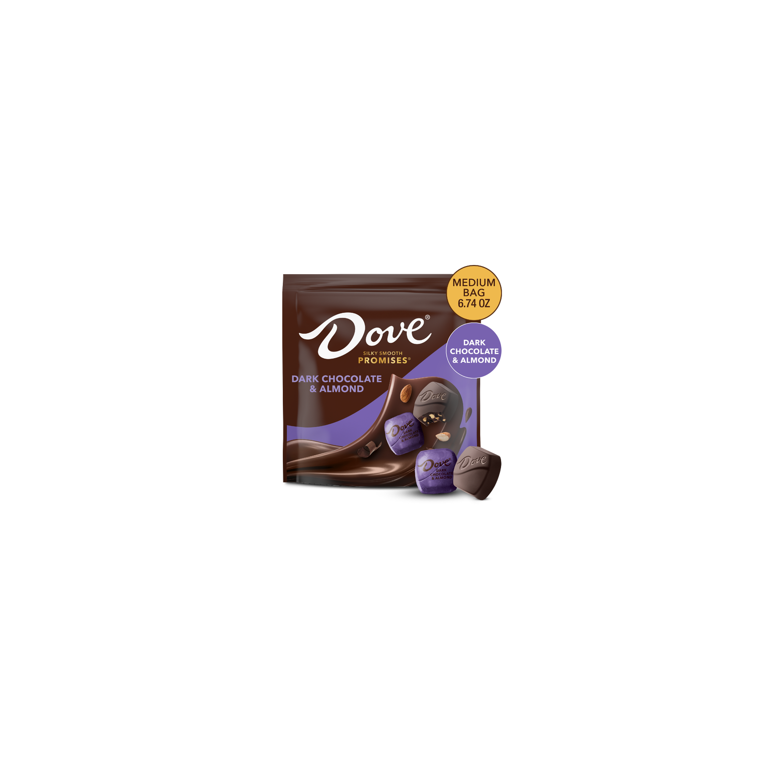 Dove Promises Dark Chocolate & Almond Candy, Large Bag - 6.74 Ounce Image 1 of 4