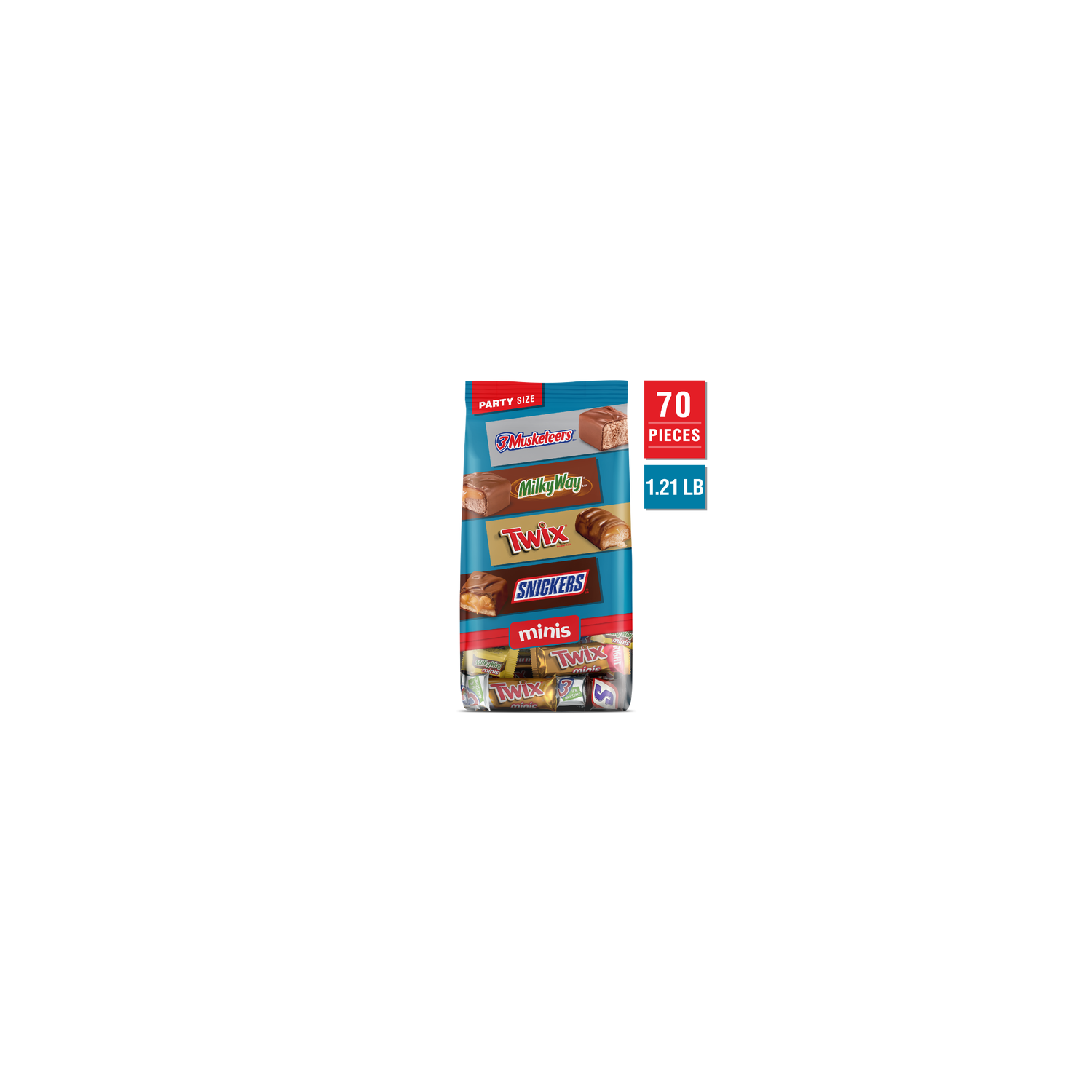 Mixed Snickers, Twix, Milky Way & 3 Musketeers Minis Milk Chocolate Bars, Party Size, Bulk Bag - 19.49 Ounce Image 1 of 4