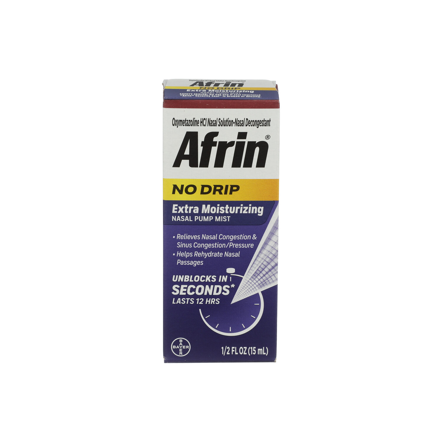 Afrin Nasal Spray No Drip Extra Moisturizing Pump Mist - 0.5 Fluid Ounce Image 1 of 4