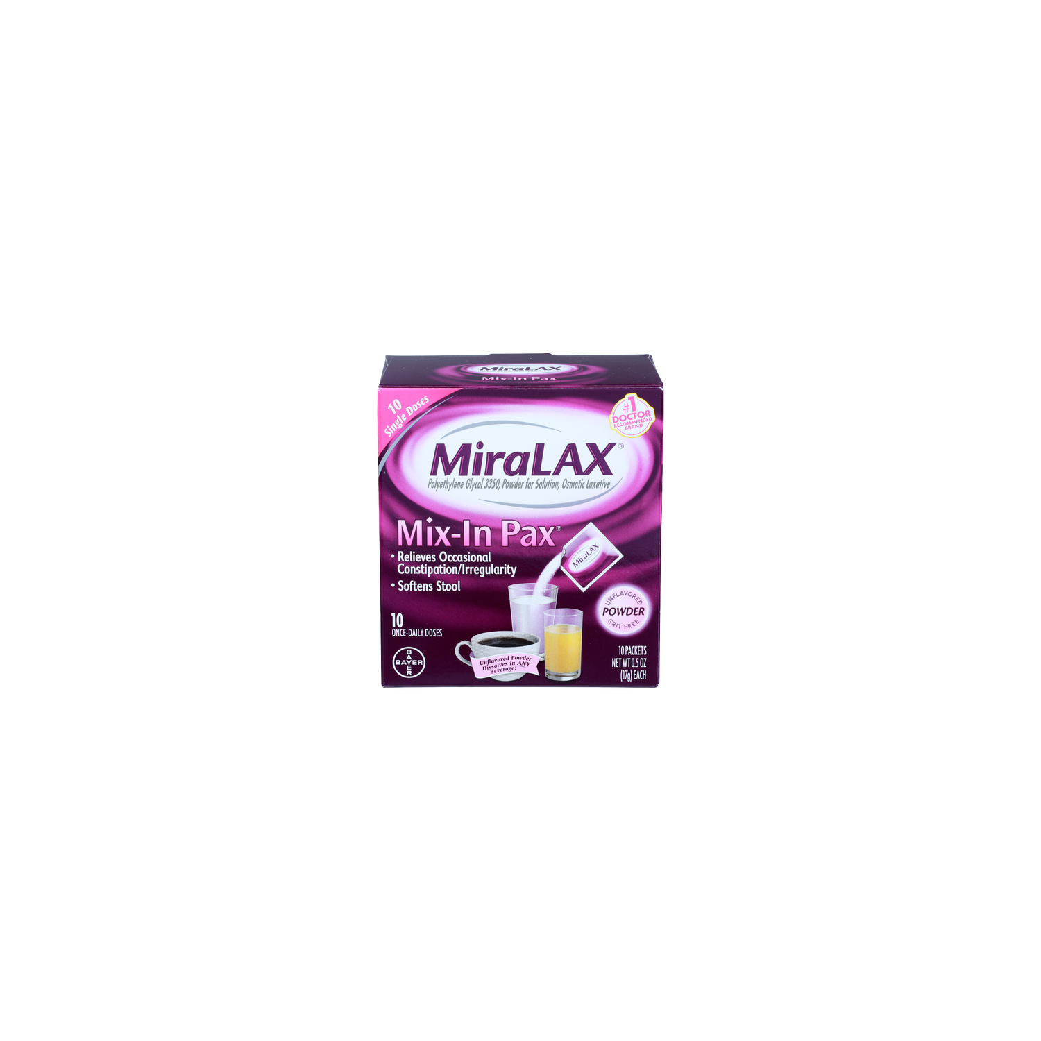 Miralax Mix-In Pax - 0.5 Ounce - 10 Count Image 1 of 2