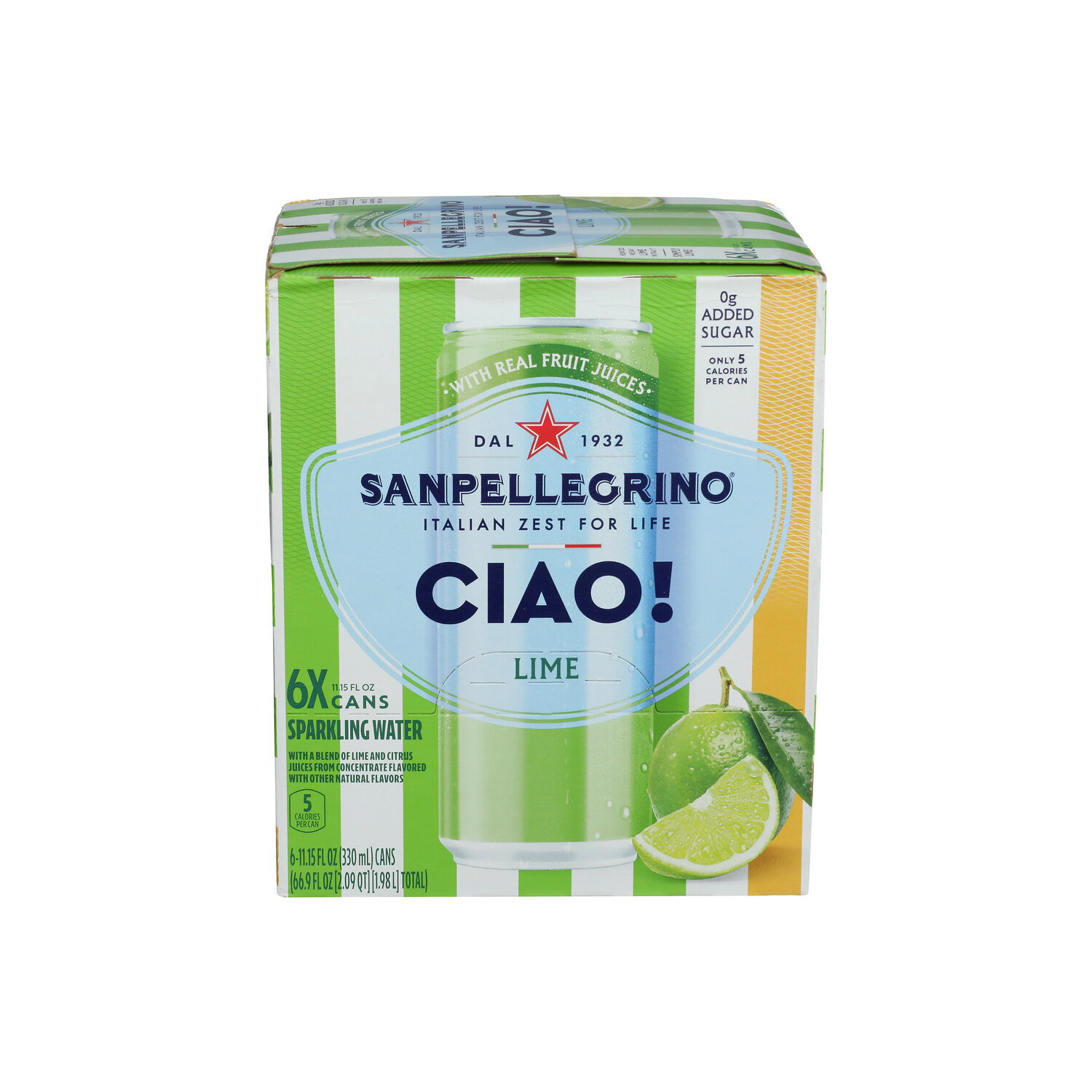 San Pellegrino CIAO! Lime Flavored Sparkling Water - 11.15 Fluid Ounce - 6 Count Image 1 of 3