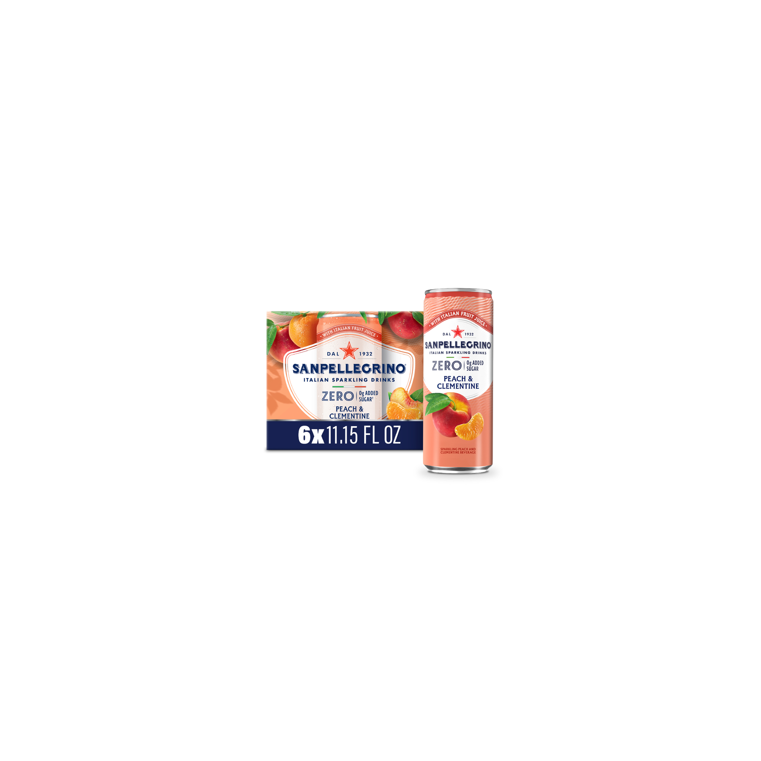 Sanpellegrino Zero Clementine & Peach Italian Sparkling Beverage - 66.9 Ounce Image 1 of 4