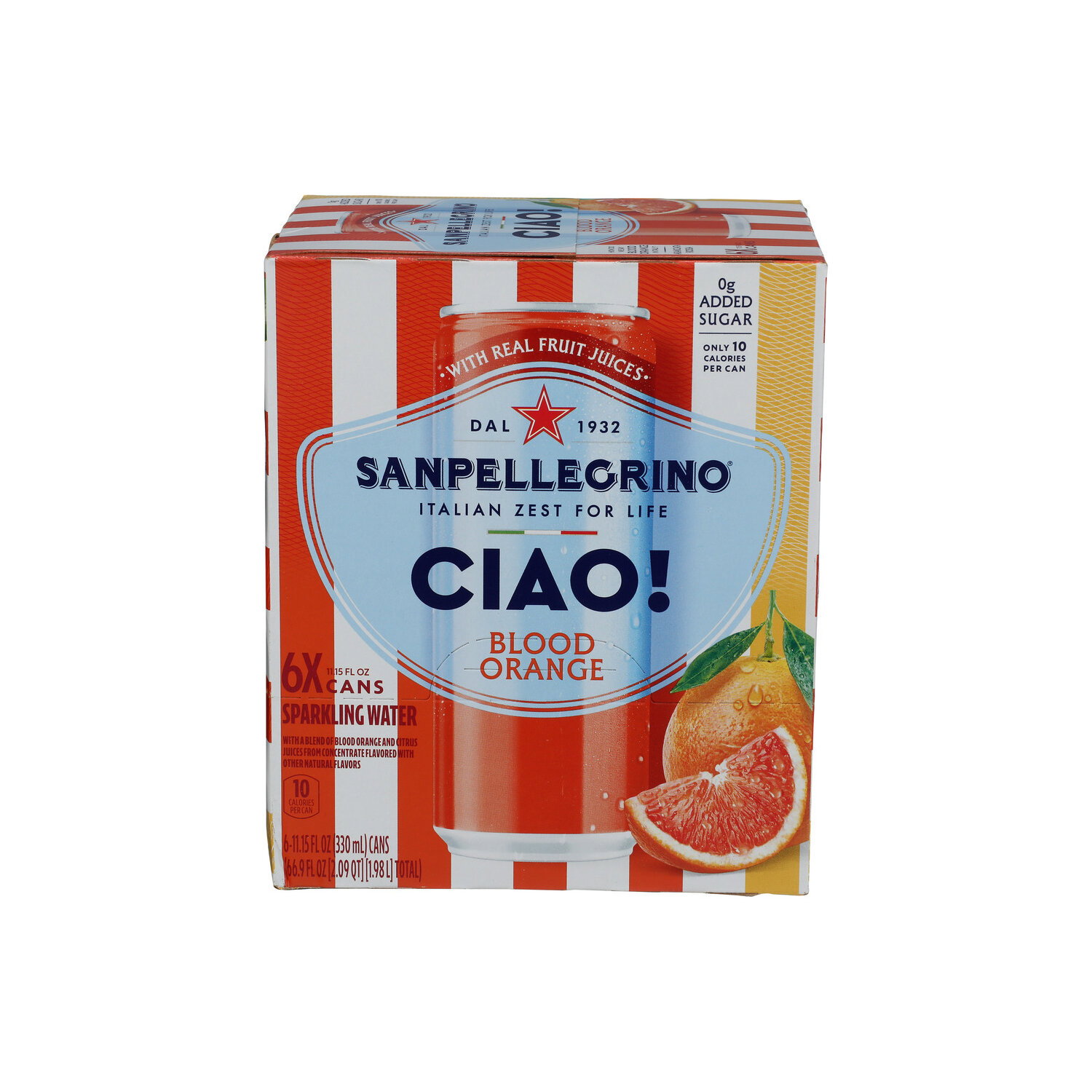 San Pellegrino CIAO! Blood Orange Flavored Sparkling Water - 11.15 Fluid Ounce - 6 Count Image 1 of 3