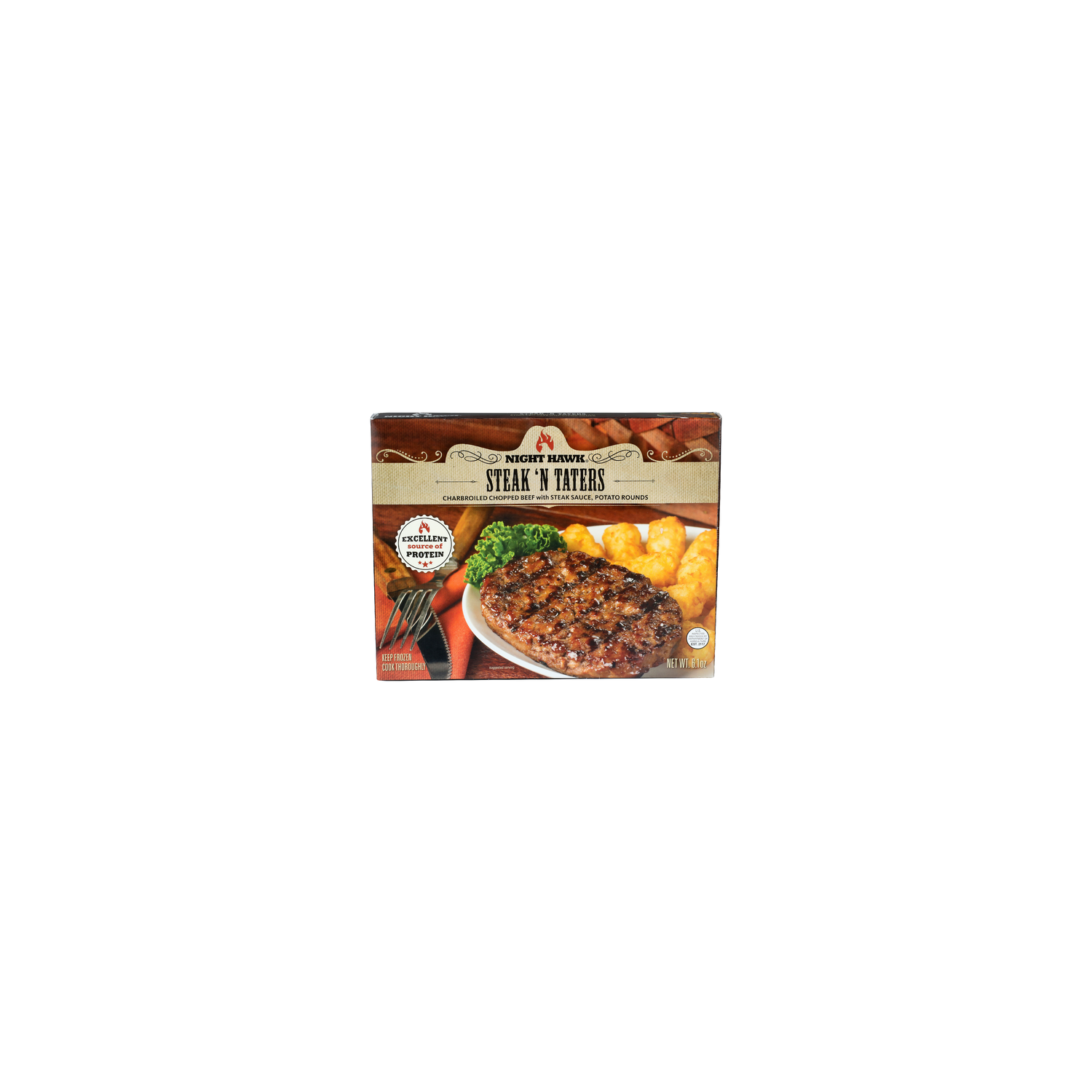 Night Hawk Charbroiled Chopped Beef With Steak Sauce, Potato Rounds 'n Taters - 6.1 Ounce Image 1 of 4