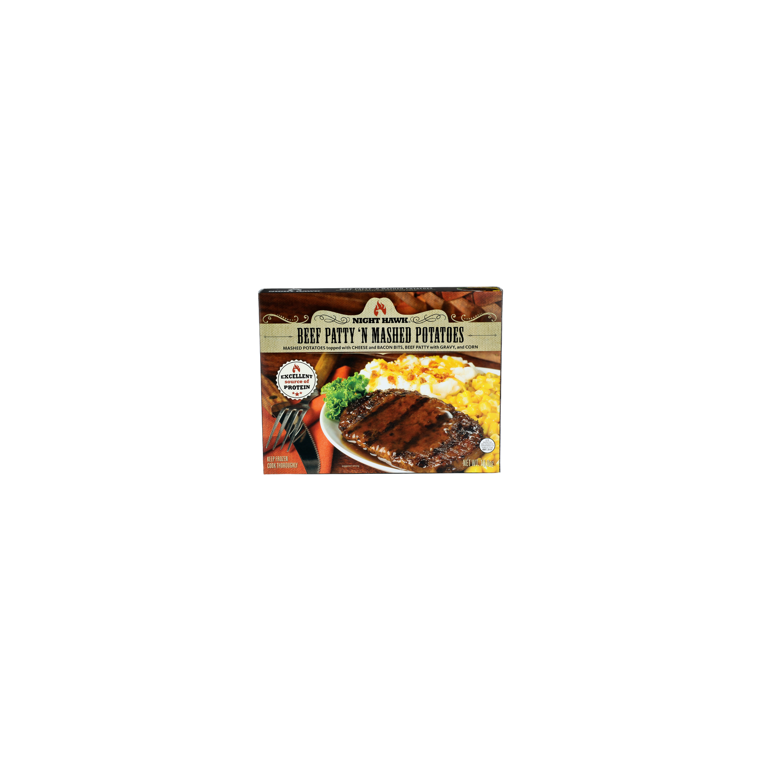 Night Hawk Mashed Potatoes Topped With Cheese And Bacon Bits, Beef Patty Gravy, Corn Patty'n - 10 Ounce Image 1 of 4