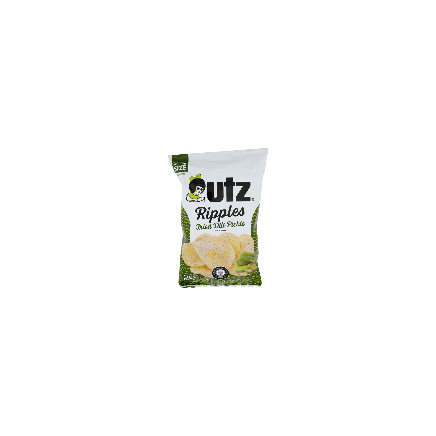Utz Ripples Fried Dill Pickle Potato Chips - 7.75 Ounce Image 1 of 4