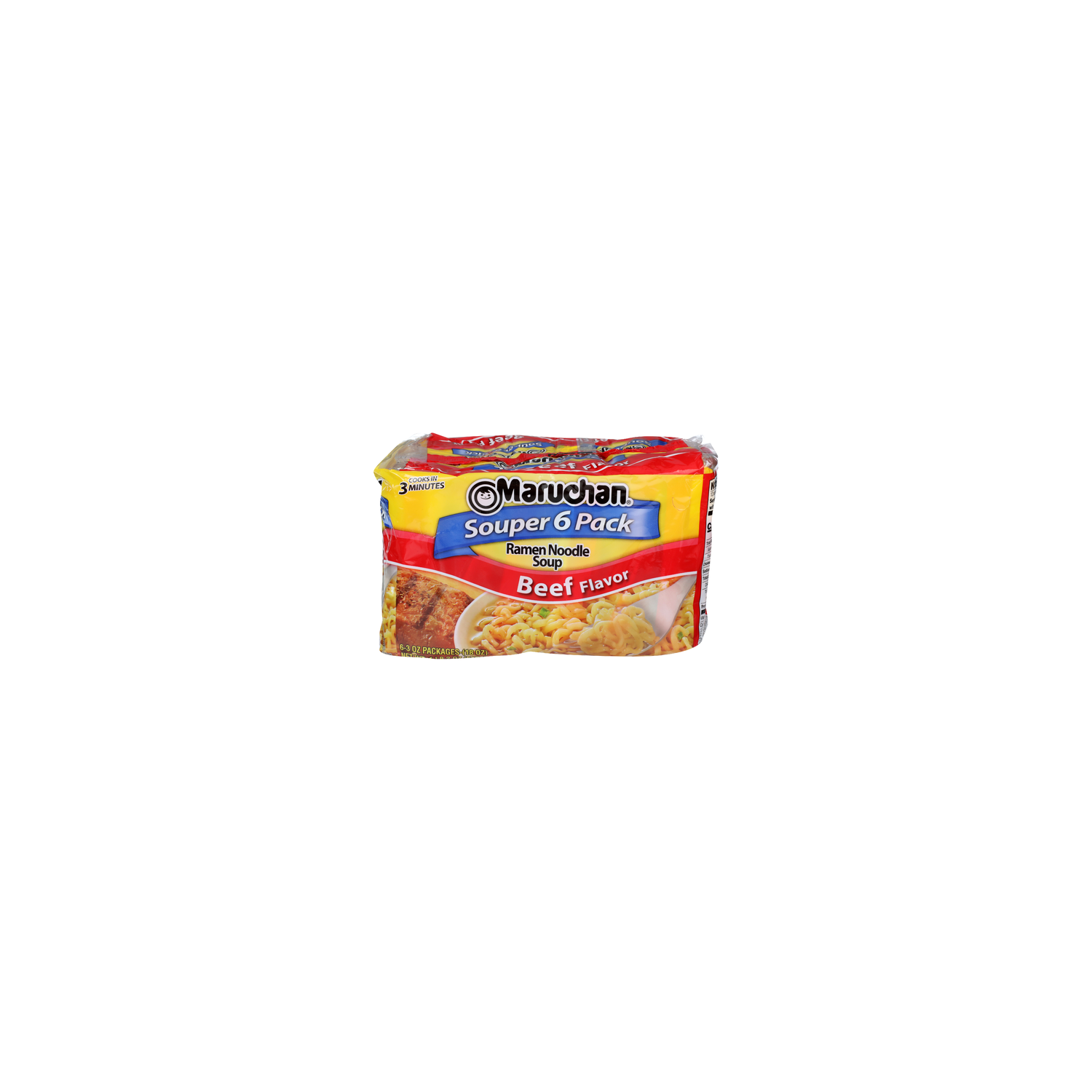 Maruchan Beef Flavor Souper 6 Pack Ramen Noodle Soup - 3 Ounce - 6 Count Image 1 of 4