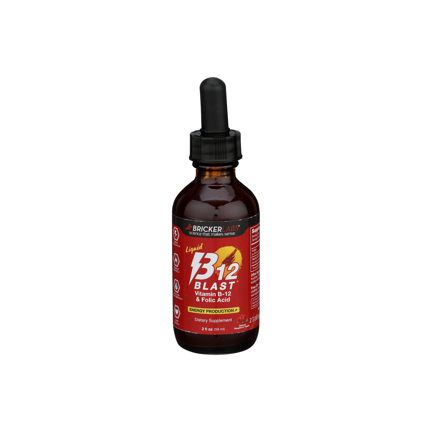 Bricker Labs Natural Raspberry Flavor Liquid Vitamins B-12 Blast - 2 Fluid Ounce Image 1 of 4