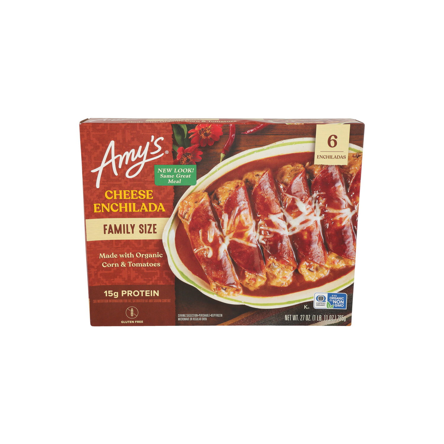 AMY's Family Size Frozen Meal Cheese Enchilada - 4.5 Ounce - 6 Count Image 1 of 4