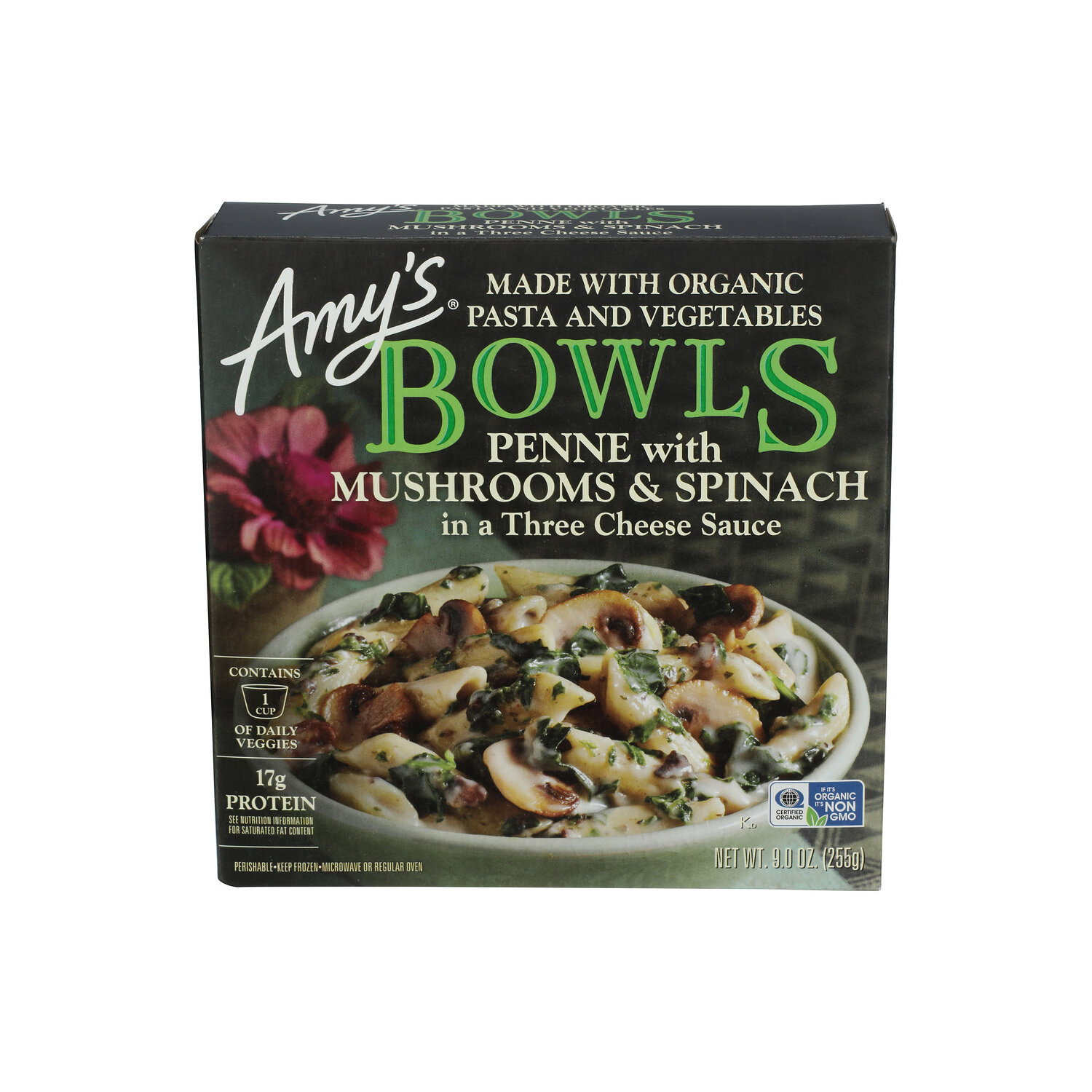 AMY's Penne With Mushrooms & Spinach Bowl - 9 Ounce Image 1 of 4