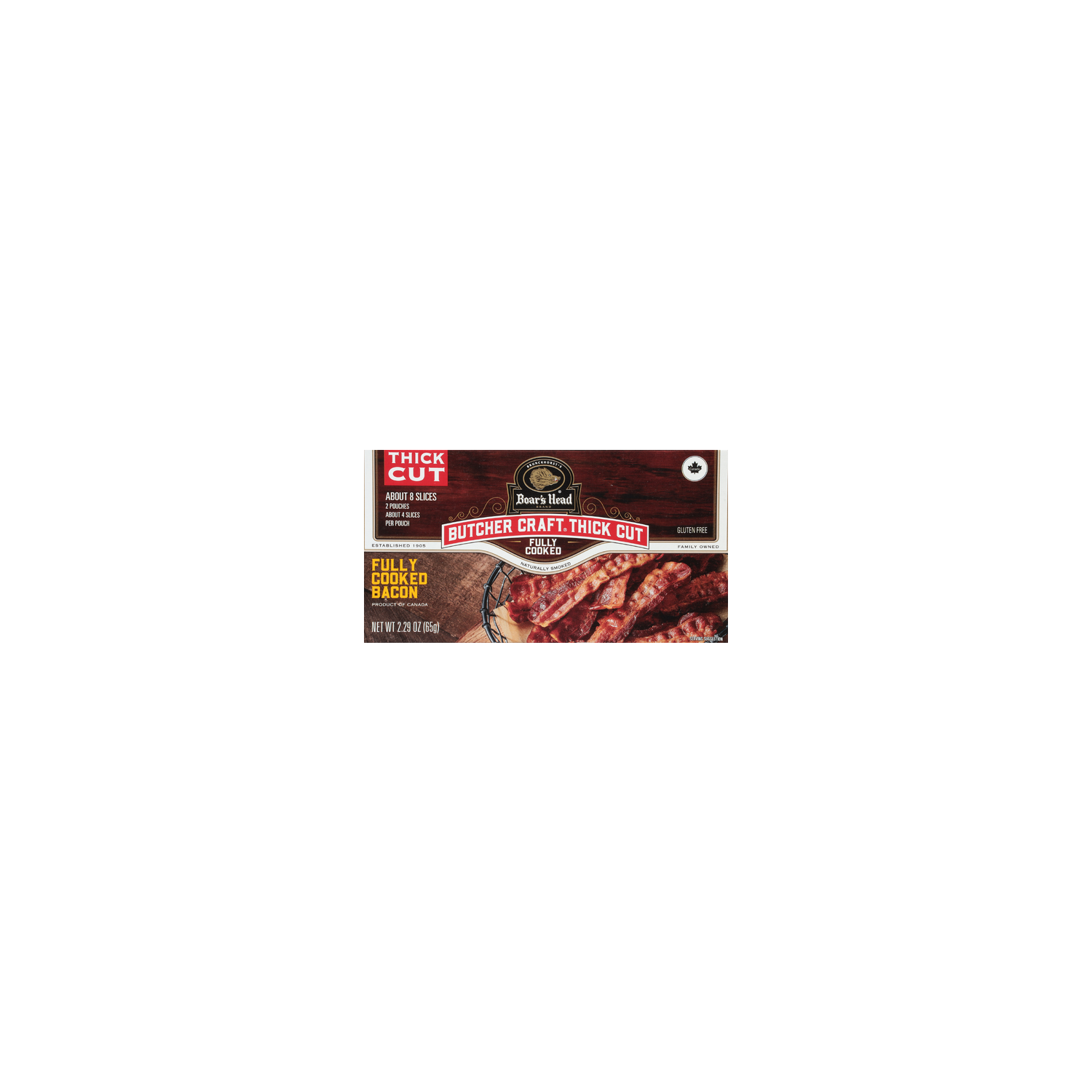Boar's Head Butcher Craft Thick Cut Naturally Smoked Bacon - 2.29 Ounce Image 1 of 4