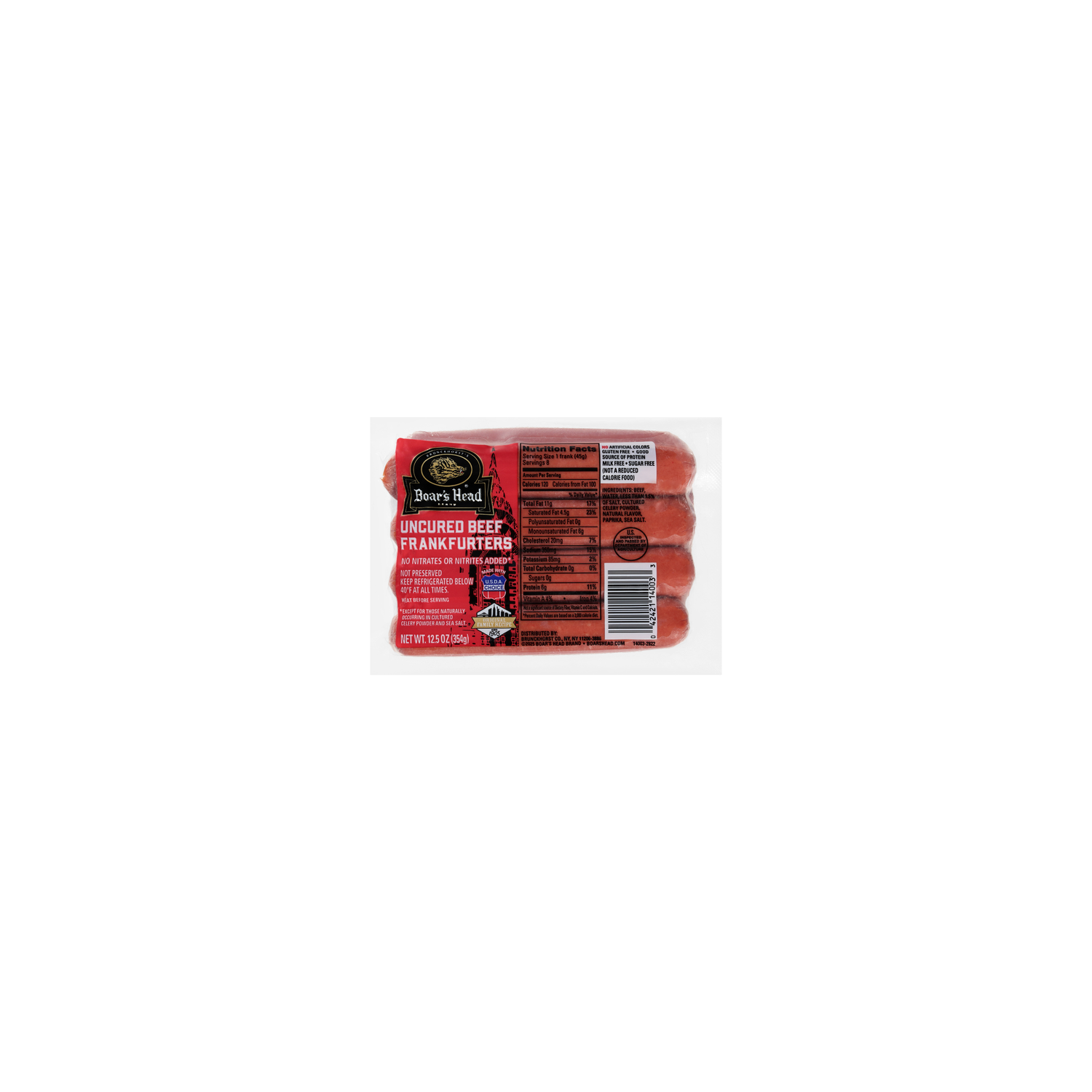 Boar's Head Uncured Beef Frankfurters - 12.5 Ounce Image 1 of 4