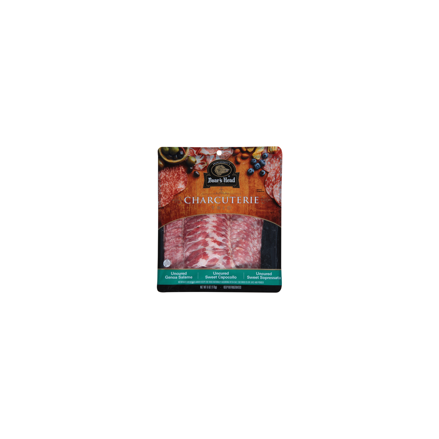 Boar's Head Charcuterie Trio Uncured Genoa Salami, Capocollo & Uncured Sopressata - 6 Ounce Image 1 of 4