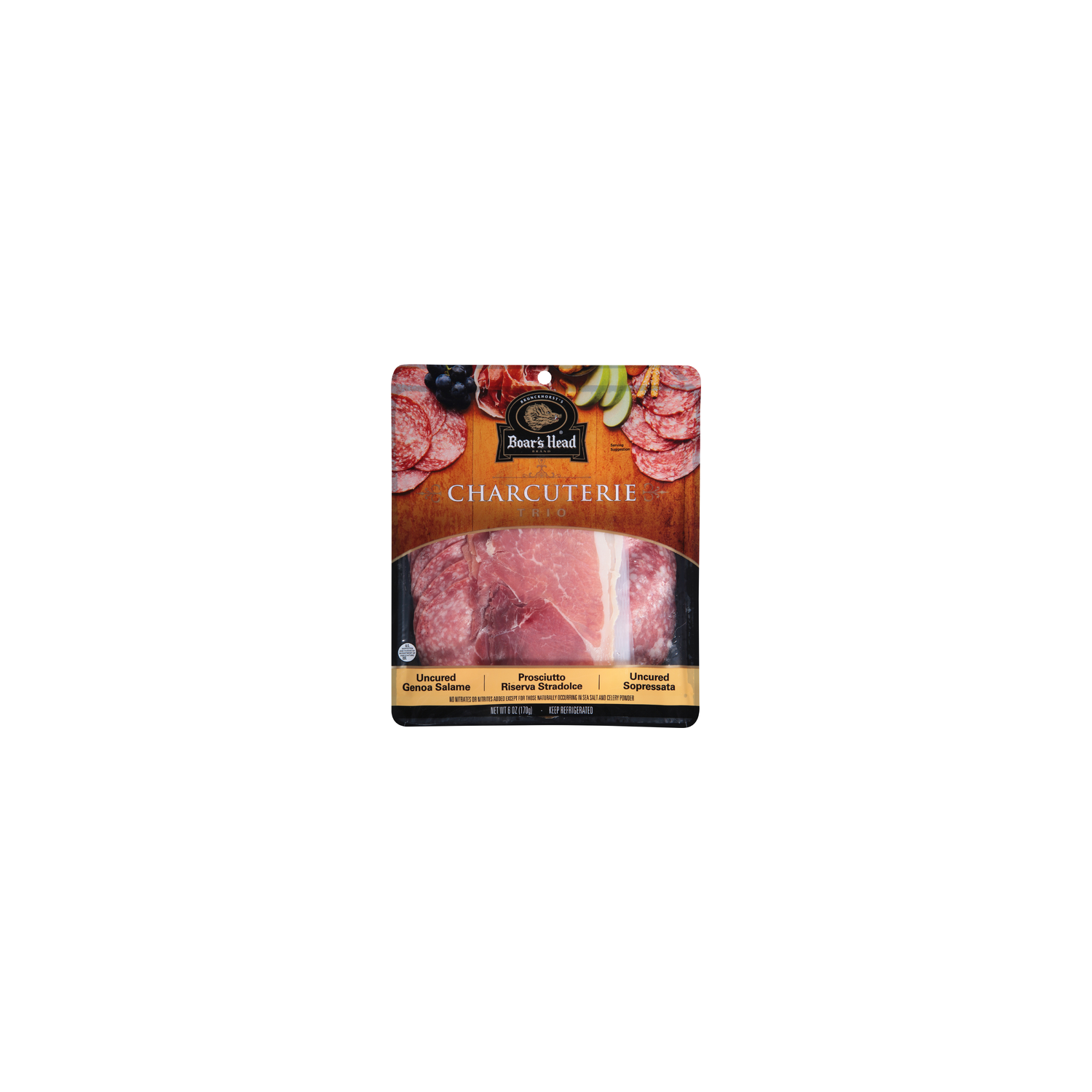 Boar's Head Charcuterie Trio Uncured Genoa Salami, Prosciutto & Uncured Sopressata - 6 Ounce Image 1 of 4