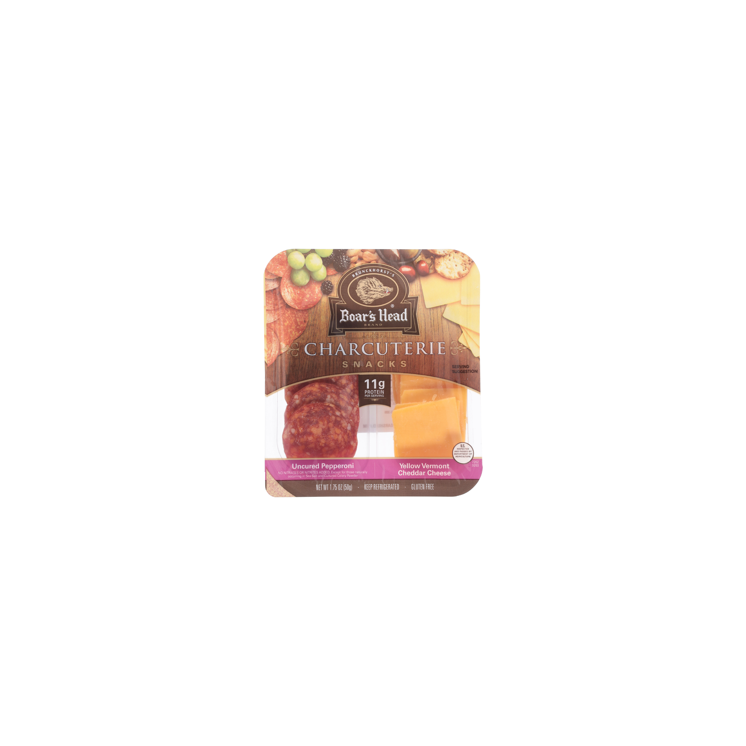 Boar's Head Uncured Pepperoni & Vermont Cheddar Cheese Charcuterie - 1.75 Ounce Image 1 of 4