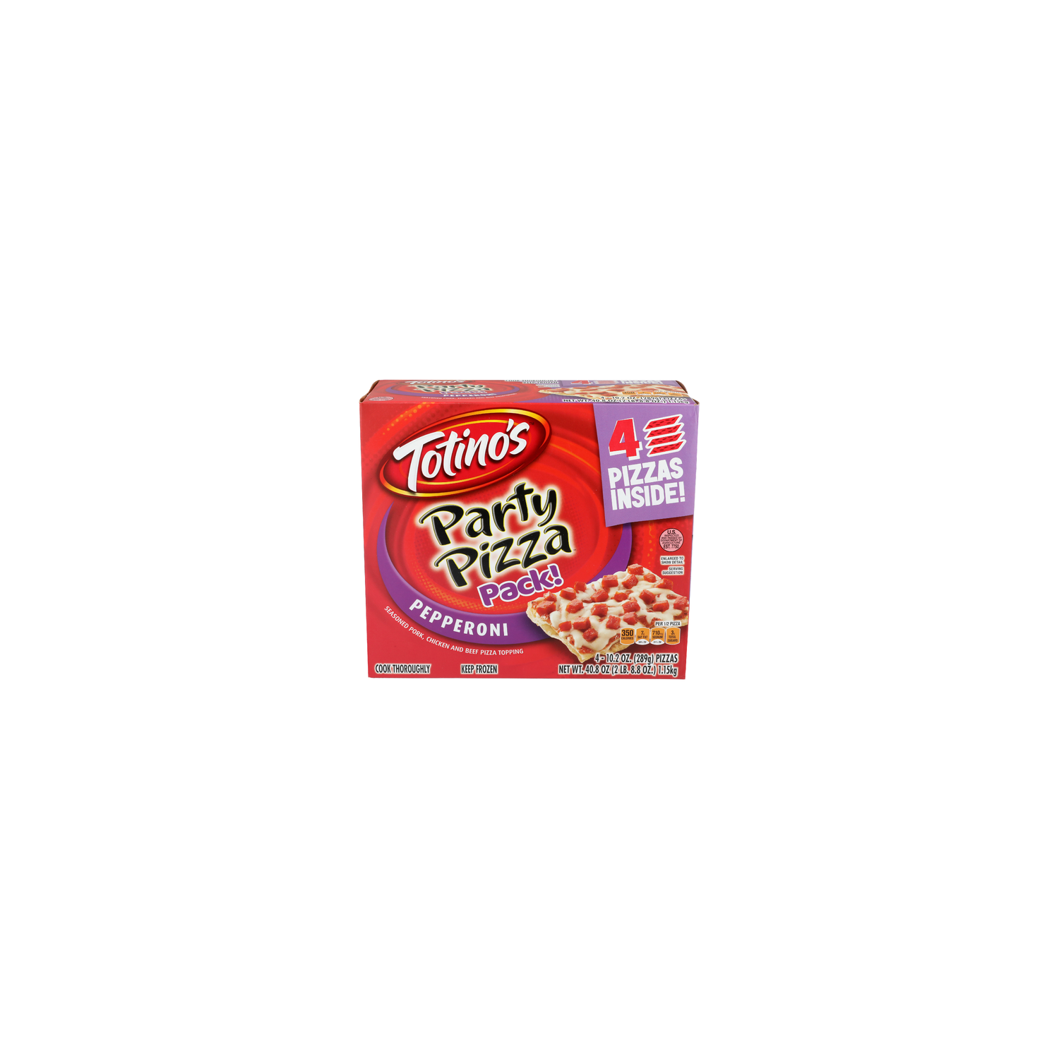 TOTINO's Pepperoni Pack! Party Pizza - 10.2 Ounce - 4 Count Image 1 of 4
