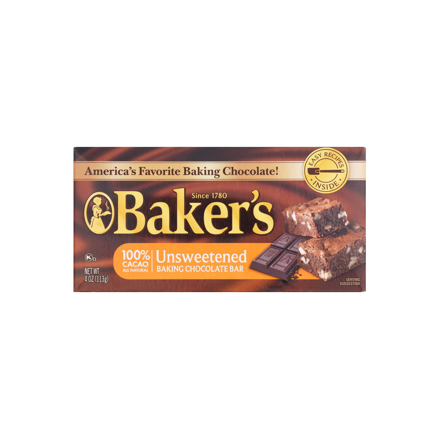 BAKER's Baking Chocolate Bar Unsweetened - 4 Ounce