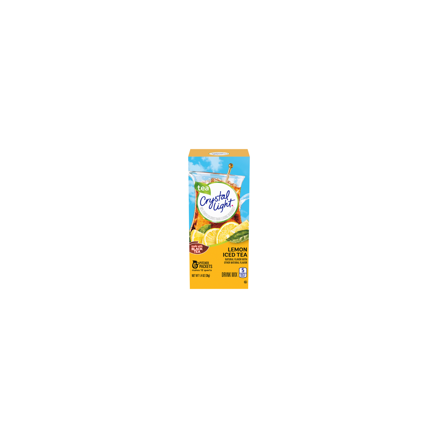 Crystal Light Lemon Iced Tea Naturally Flavored Powdered Drink Mix, Pitcher Packets - 6 Count Image 1 of 2
