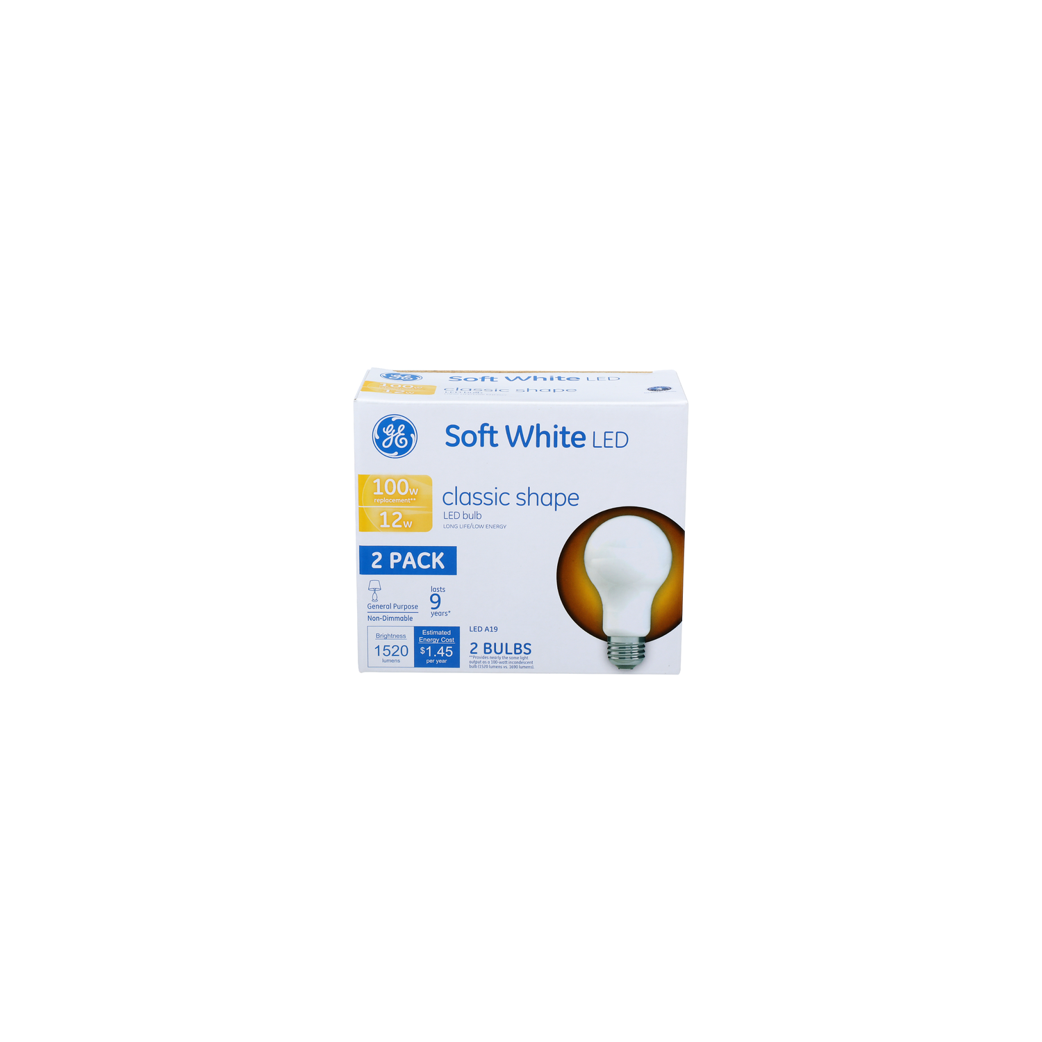Ge Soft White Classic Shape Led A19 - 2 Count Image 1 of 2