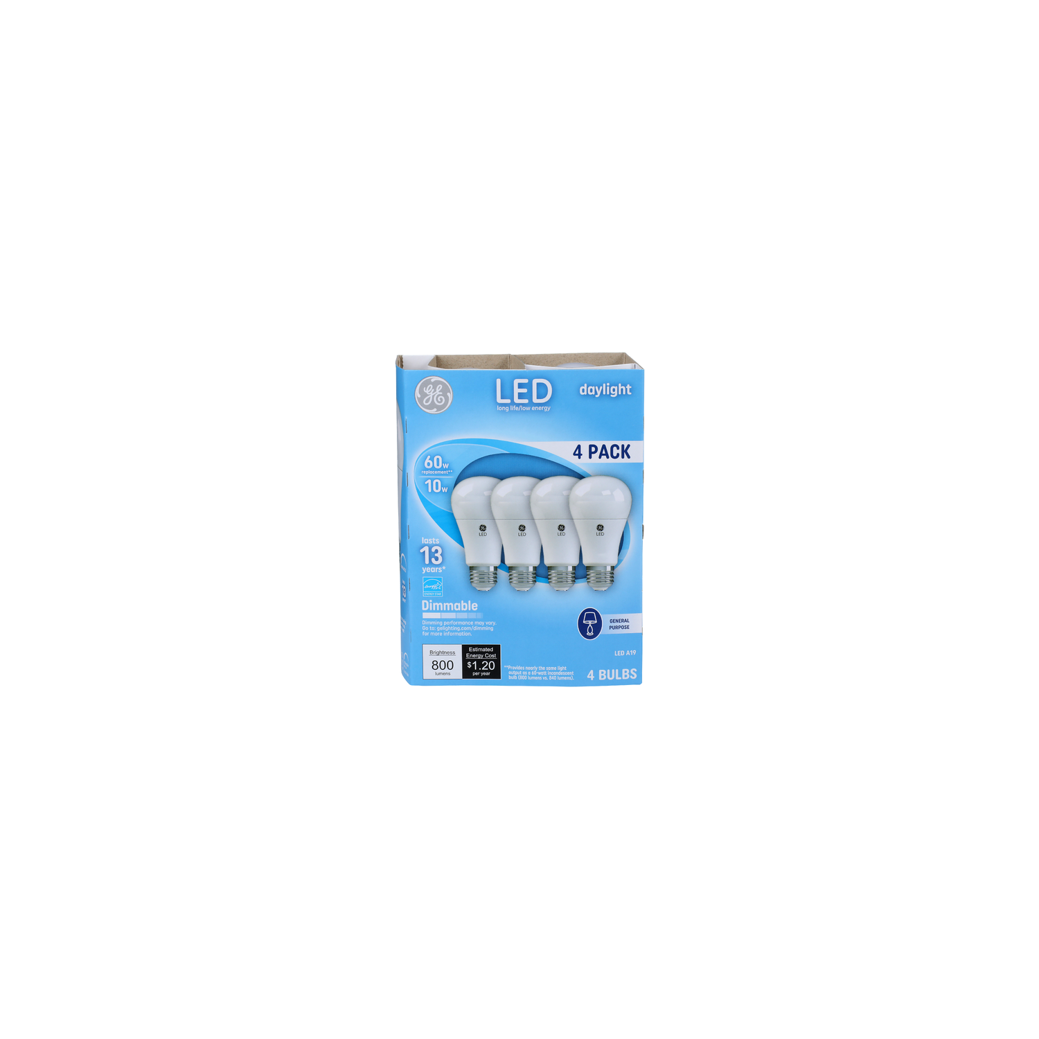 Ge Dimmable Daylight Led A19 Bulb - 4 Count Image 1 of 2